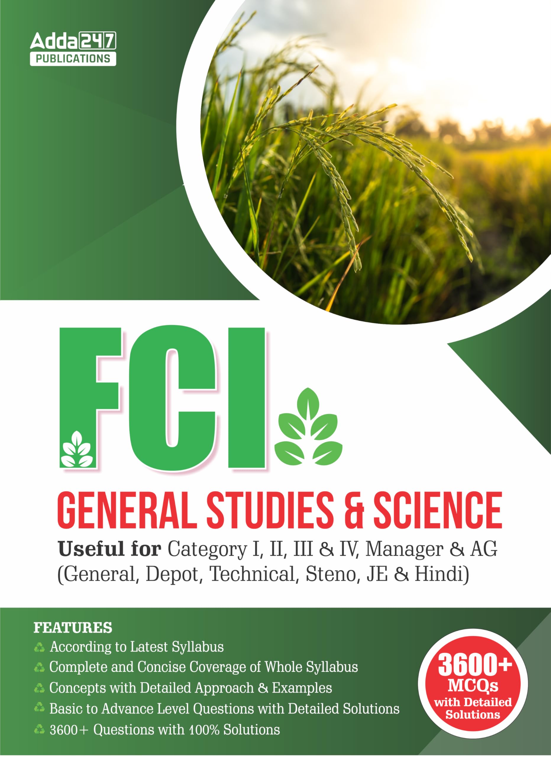 General Studies & Science For Fci Ag Iii, Category I & Manager(English Printed Edition) By Adda247