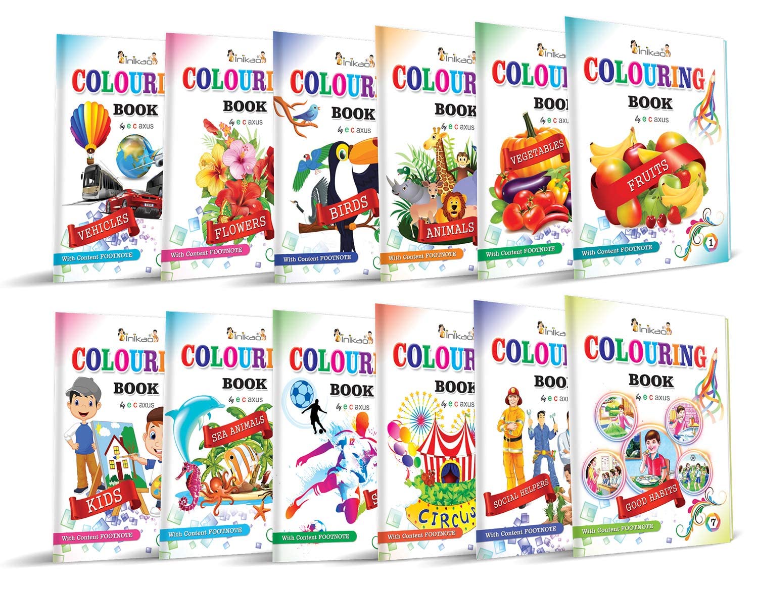 Inikao Colouring Books For Kids | Pack Of 12 Copy Coloring Activity Book Collections For Age 3+ Years Children