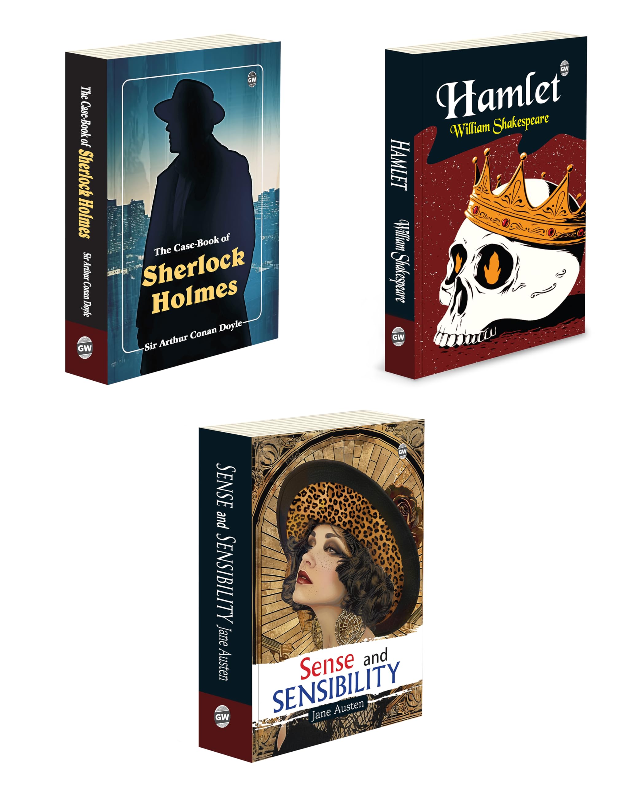 The Case Book Of Sherlock Holmes, Hamlet and Sense and Sensibility (Paperback) : Detective combo, Shakespeare tragedy set, Jane
