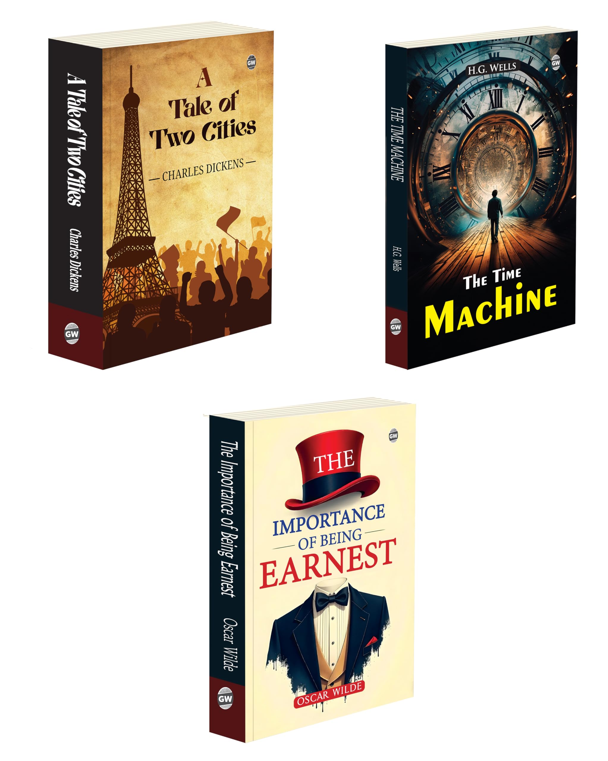 A Tale Of Two Cities, The Time Machine (Paperback) and The Importance of Being Earnest (Paperback) : Dickens novel combo, H.G. 