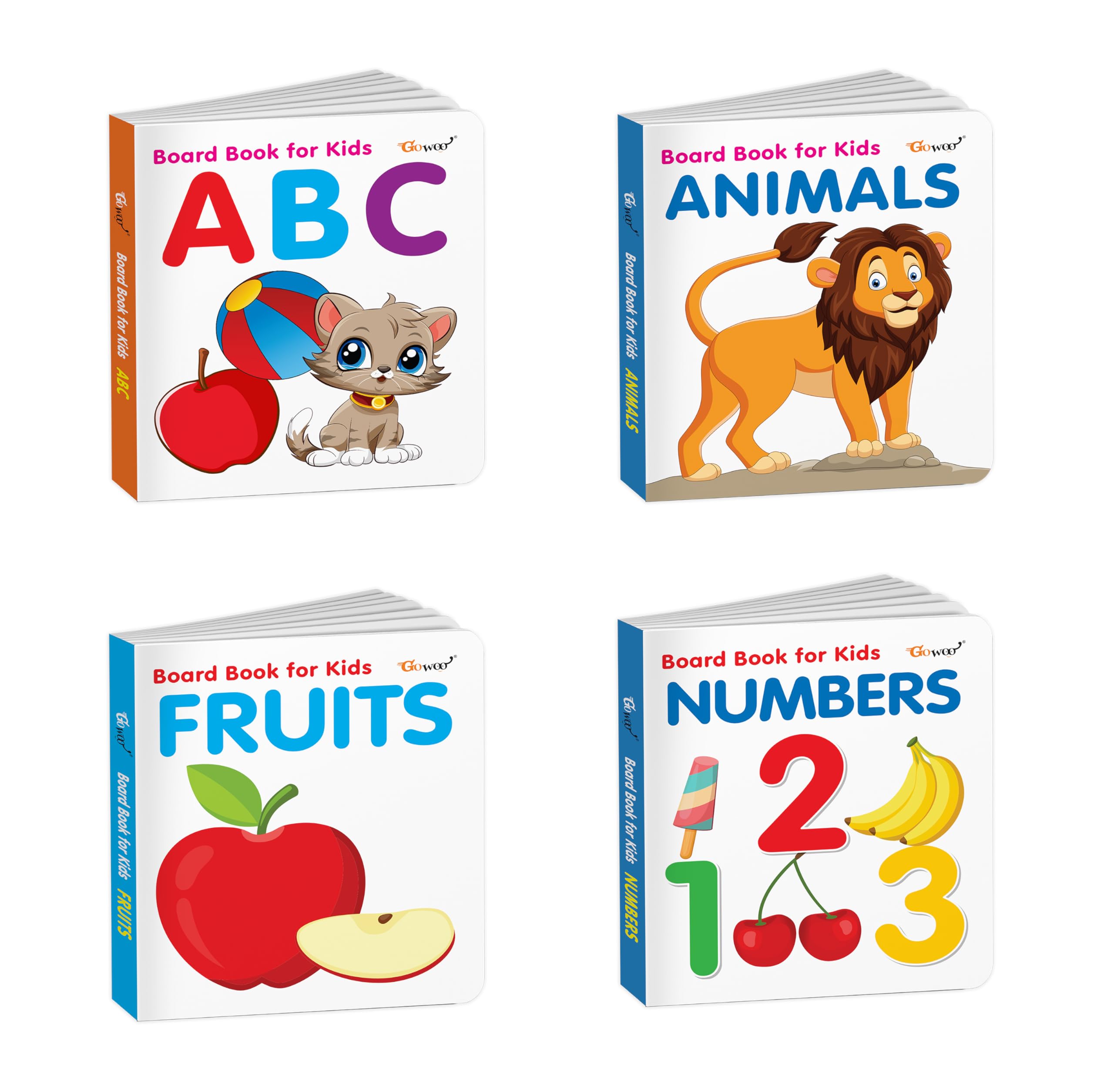 ABC, Animals, Fruits and more  Board Book for Kids : cute animal picture board book for toddlers, fruits learning board book f
