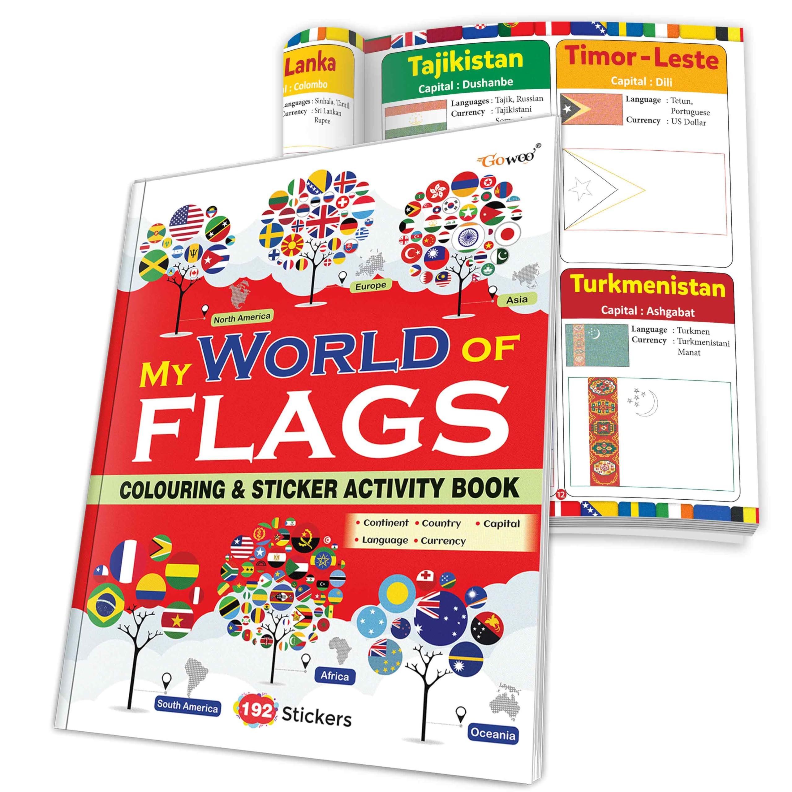 My World of Flags (Sticker Colouring Activity Book) : Educational Sticker Activity Book for Children, preschool flags sticker c