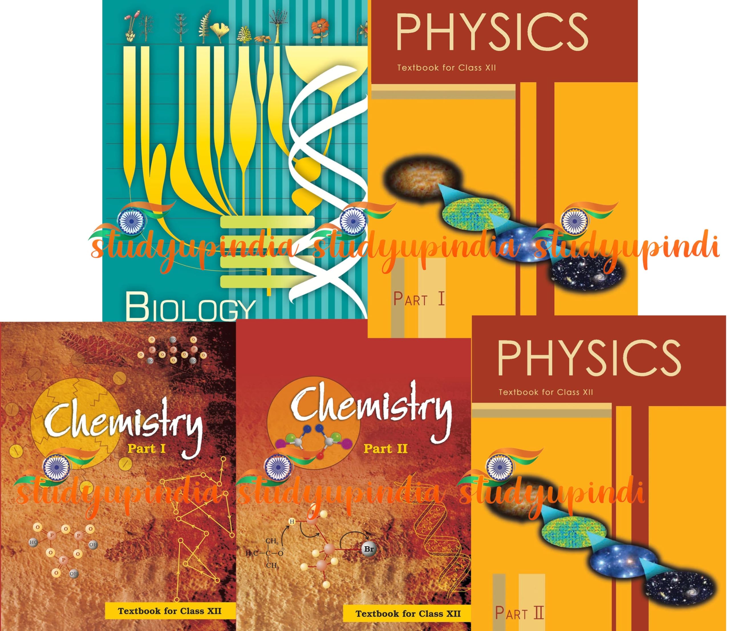 Ncert Combo Textbooks Class 12Th Physics Part 1&2 Chemistry Part 1&2 & Biology (Pack Of 5 Books)202526 Edition