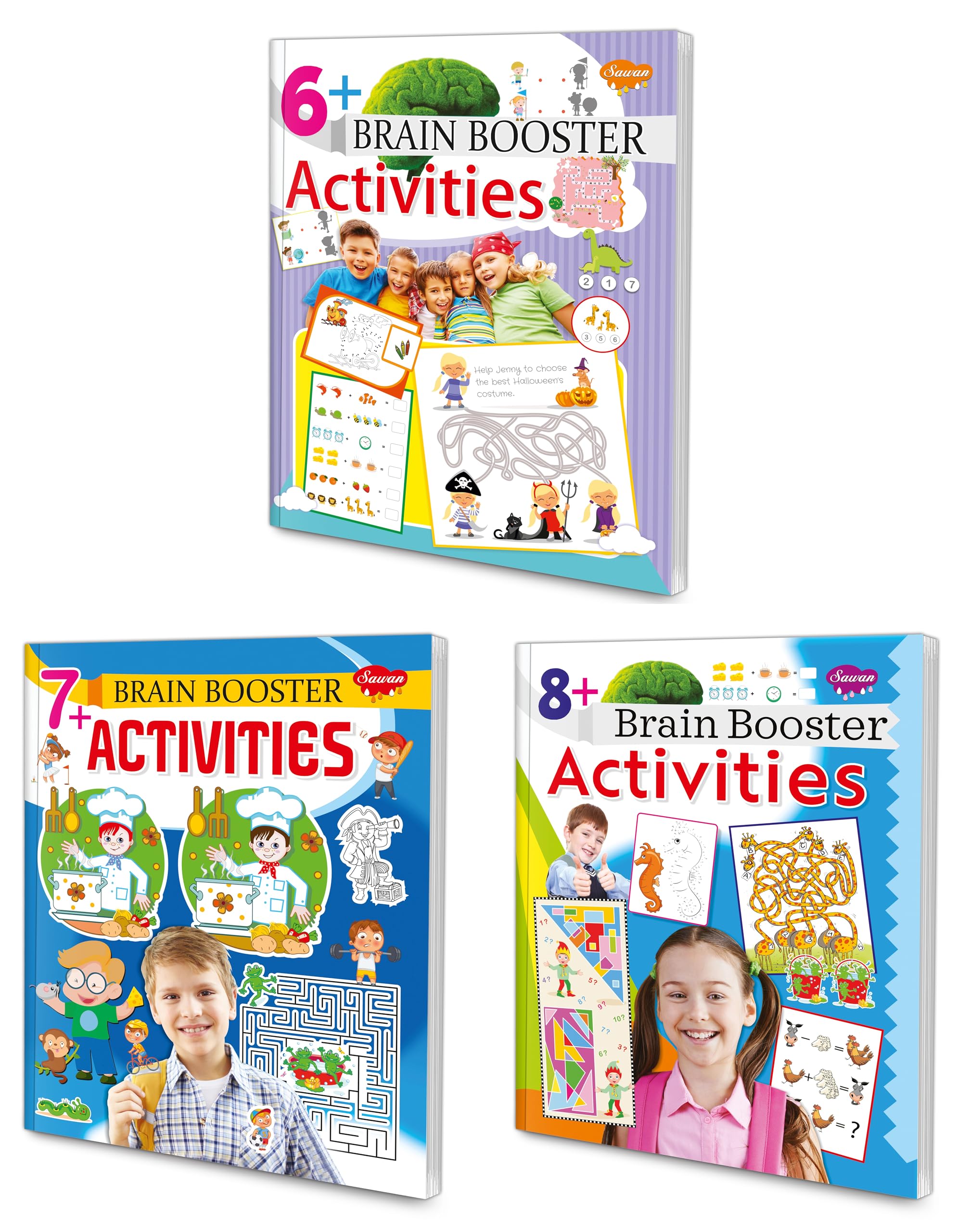 Set Of 3 Brain Booster Activity Books (6+, 7+, 8+ Brain Booster Activity Books)