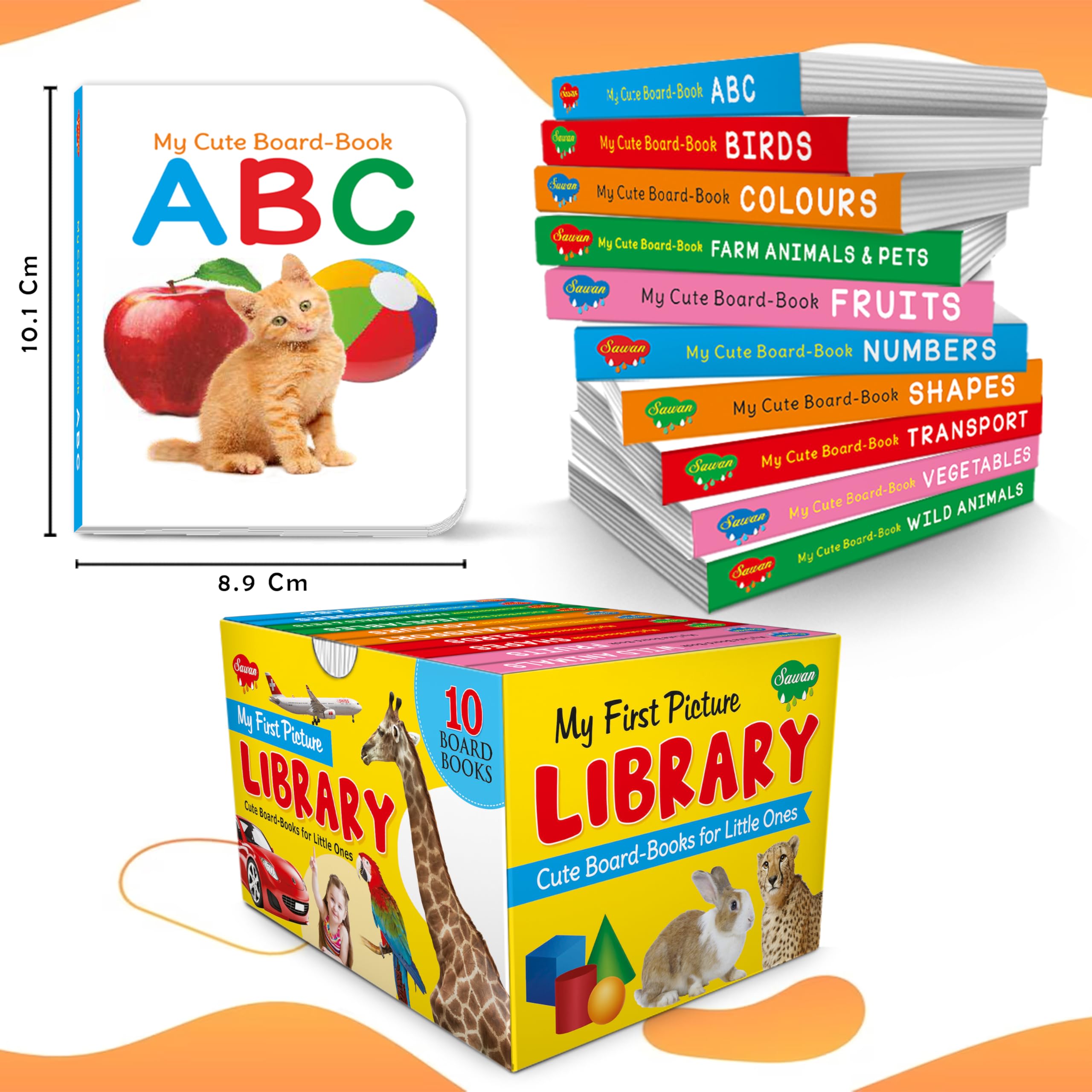 Gift Set For Kids Picture Library Box : Early Learning Picture Book Collections, Essential Board Book, Box Set Of 10 Board Books