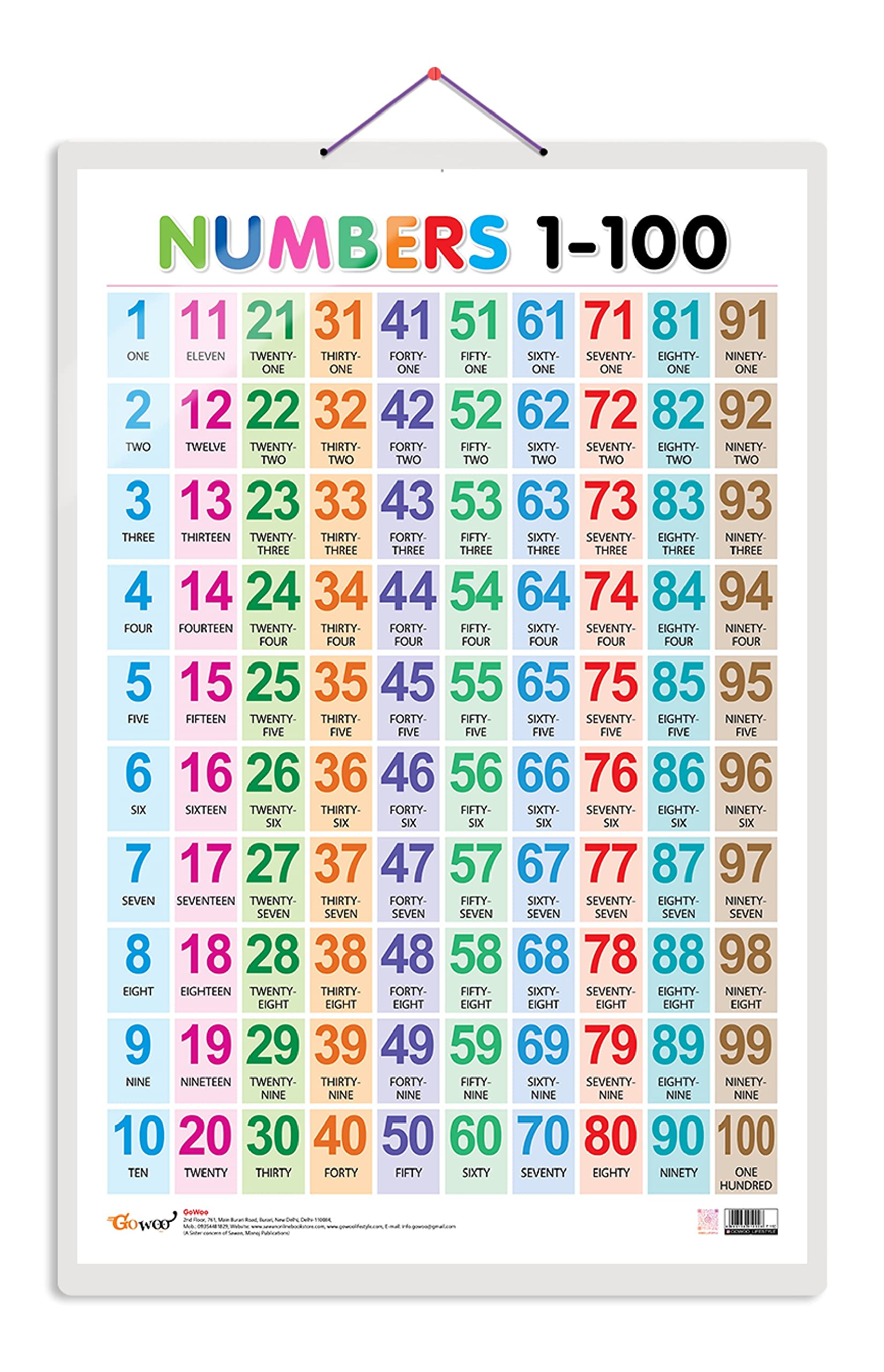 Numbers 1100 [Wall Chart] Sawan