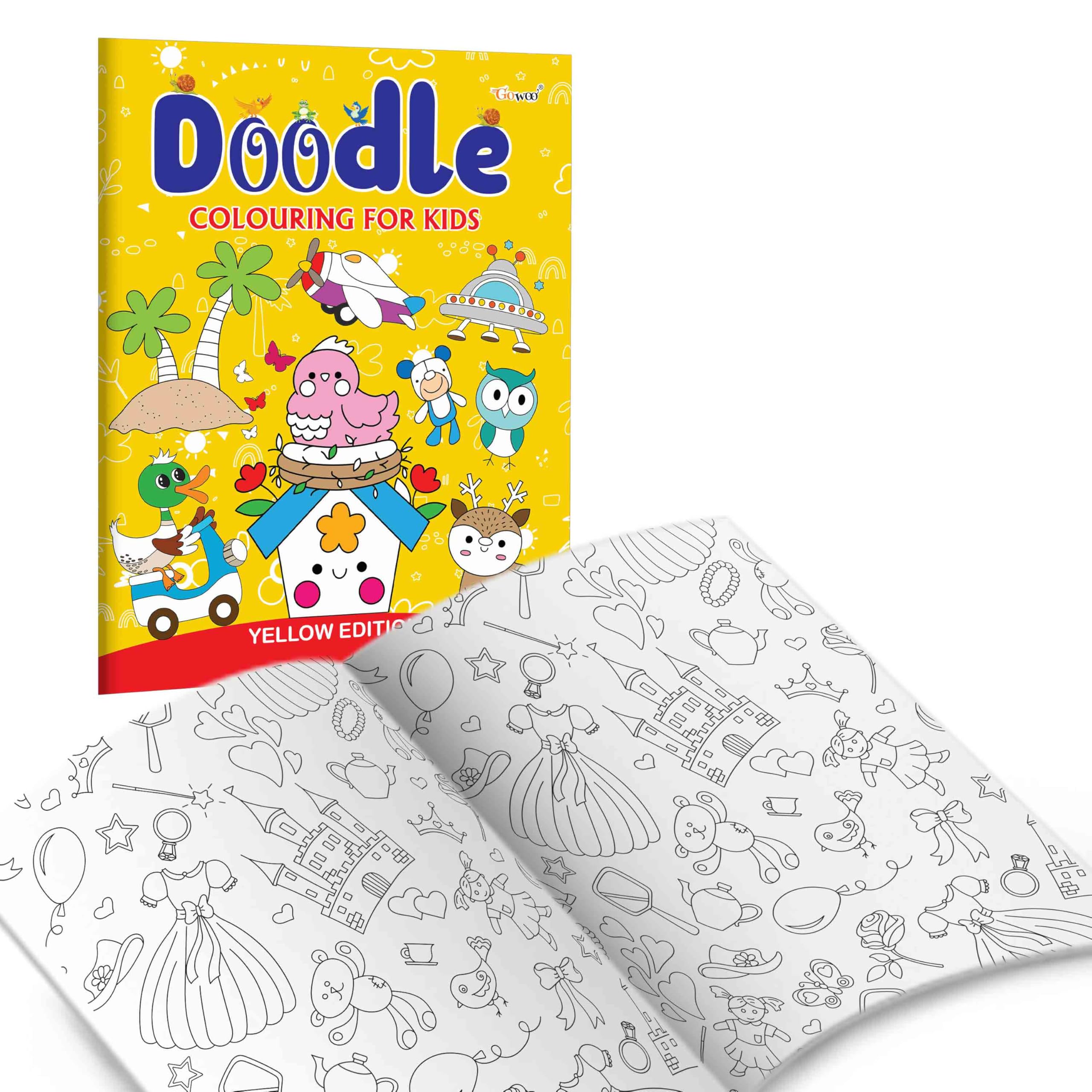 Doodle Colouring for Kids  Yellow Edition : Sparkling Creativity Colouring Pack, adorable doodle colouring book, bright artwor