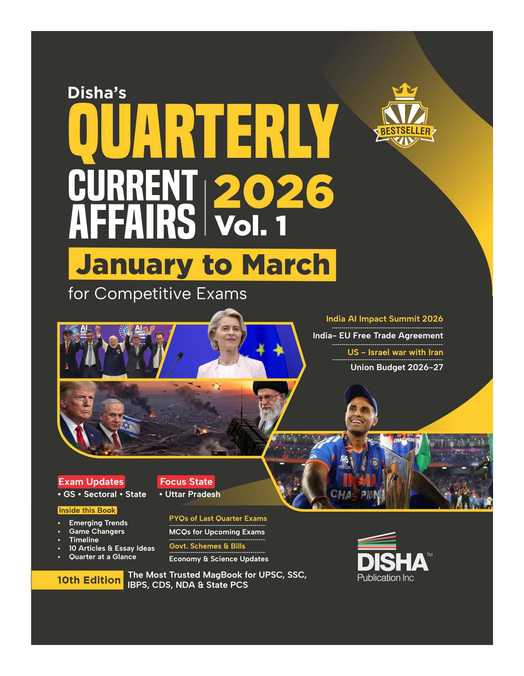 Dishas Quarterly Current Affairs 2026 Vol. 1  January to March for Competitive Exams 10th 4 color Edition | General Knowledge