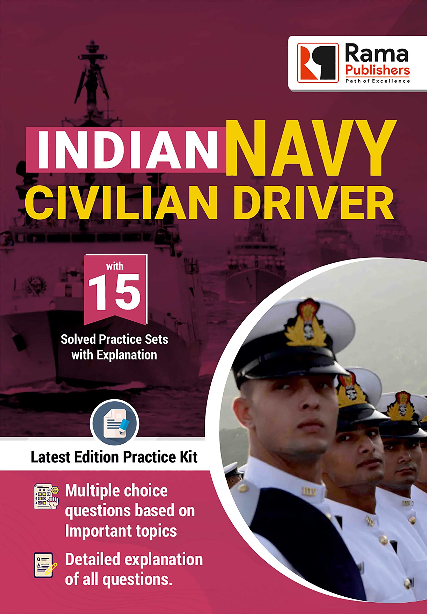 Indian Navy civilian driver 15 Practice Sets and Solved Papers Book for 2021 Exam with Latest Pattern and Detailed Explanation b