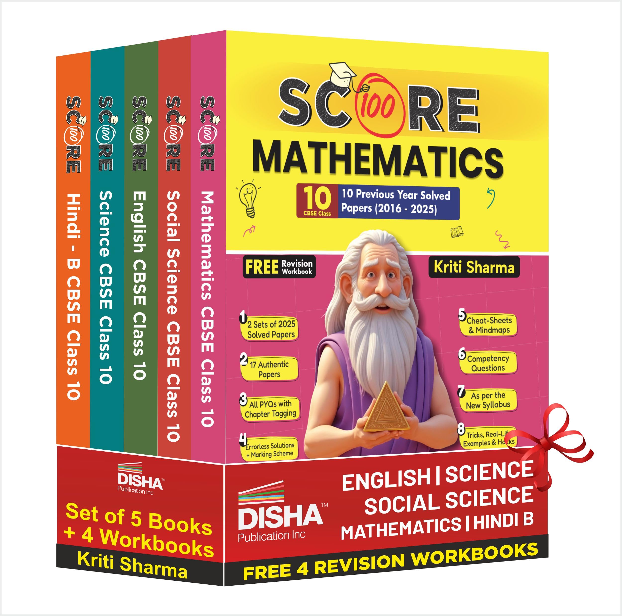 Combo (set of 5 Books) Score 100 Science, Mathematics (Standard), Social Science, Hindi B, English Language & Literature CBSE Cl