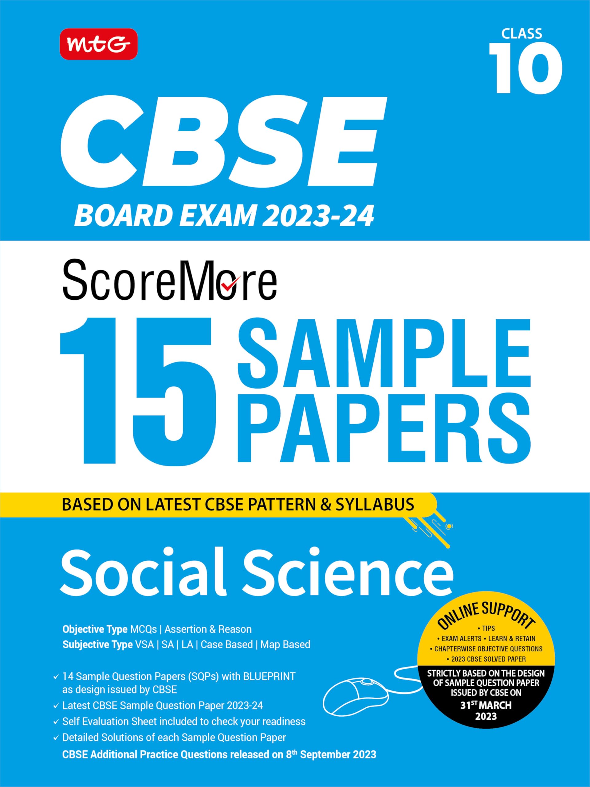 MTG CBSE ScoreMore 15 Sample Question Papers Class 10 SocialScience Book For 2024 Board Exam (Based on CBSE Latest Pattern)