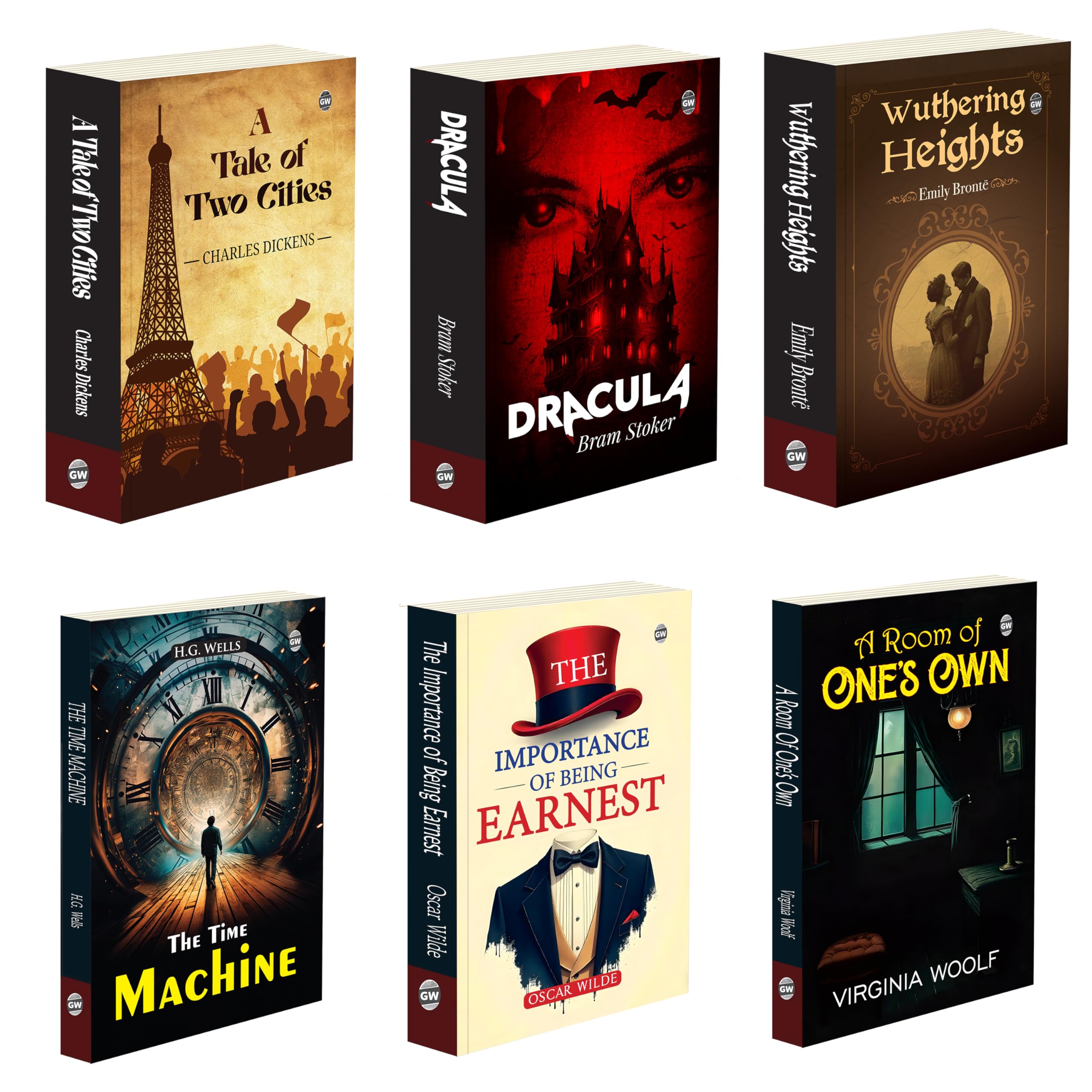 A Tale Of Two Cities, Dracula, Wuthering Heights and more : Gothic romance combo, Victorian classics set, Dickens literature pa