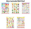Early Learning Educational Charts for Kids :Alphabet, Fruits, Vegetables, Numbers and Shapes & Colours Gloss laminated chart : 