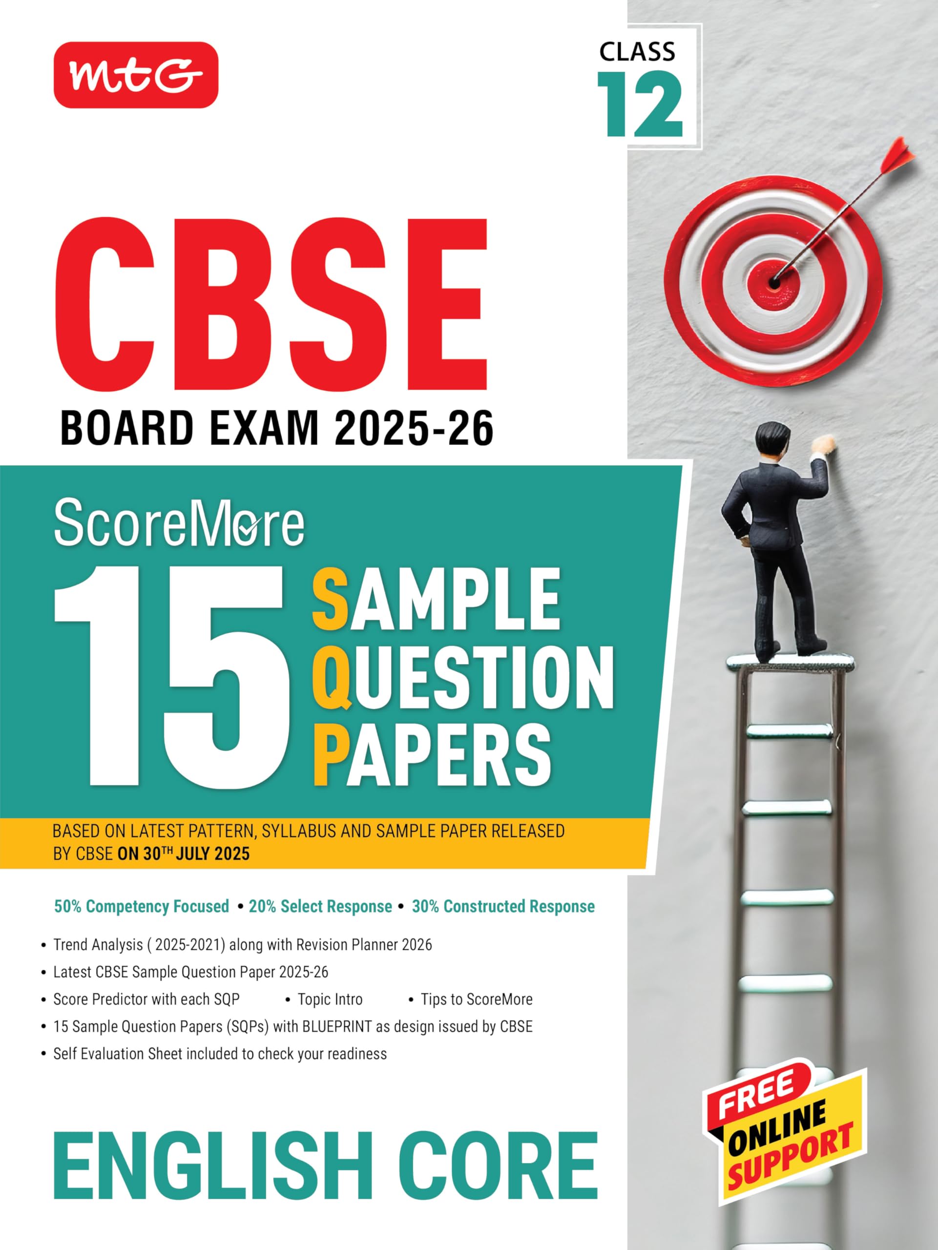 Mtg Cbse Class 12 Scoremore 15 Sample Papers English Core Book For 20252026 Board Exam | ChapterWise CompetencyBased Question