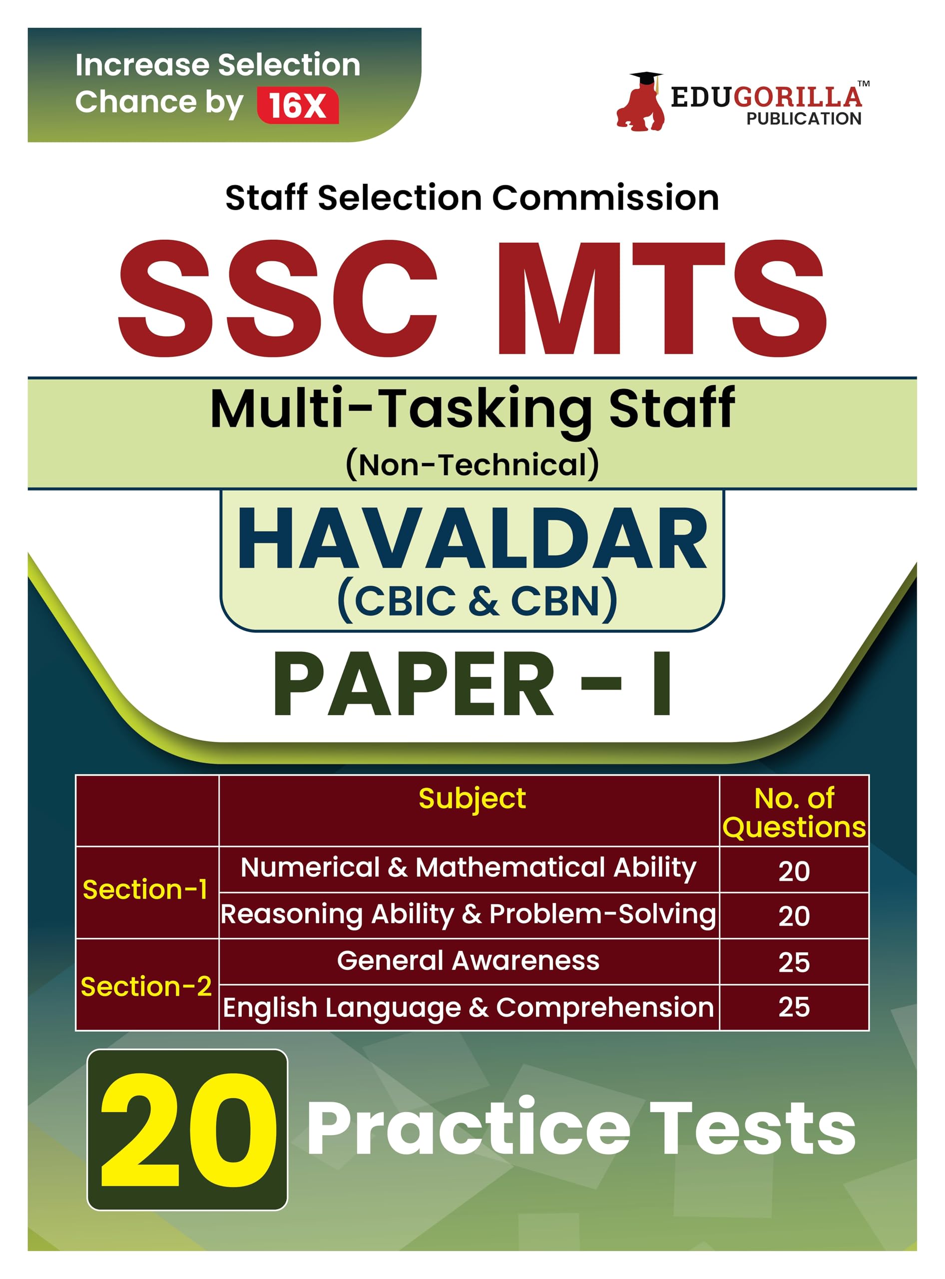 SSC MTS & Havaldar Recruitment Exam 2024 : Multi Tasking Staff (English Edition)  20 Solved Practice Mock Tests (1800+ MCQs) | 