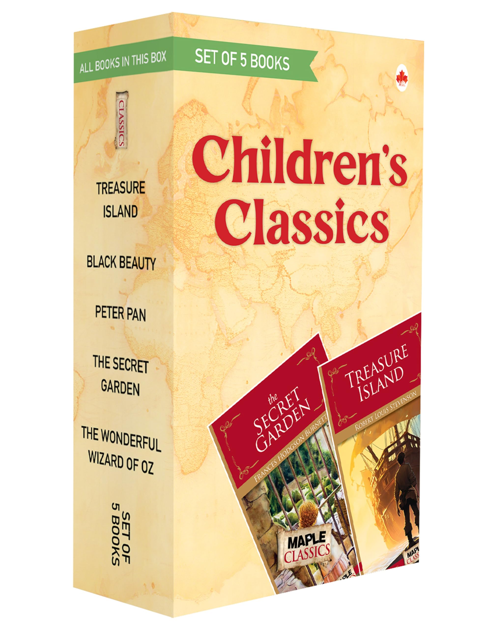 Children Classics (Set 5 Books) Best Gift Set for Kids  Treasure Island, Peter Pan, Secret Garden, Wizard of Oz, Black Beauty