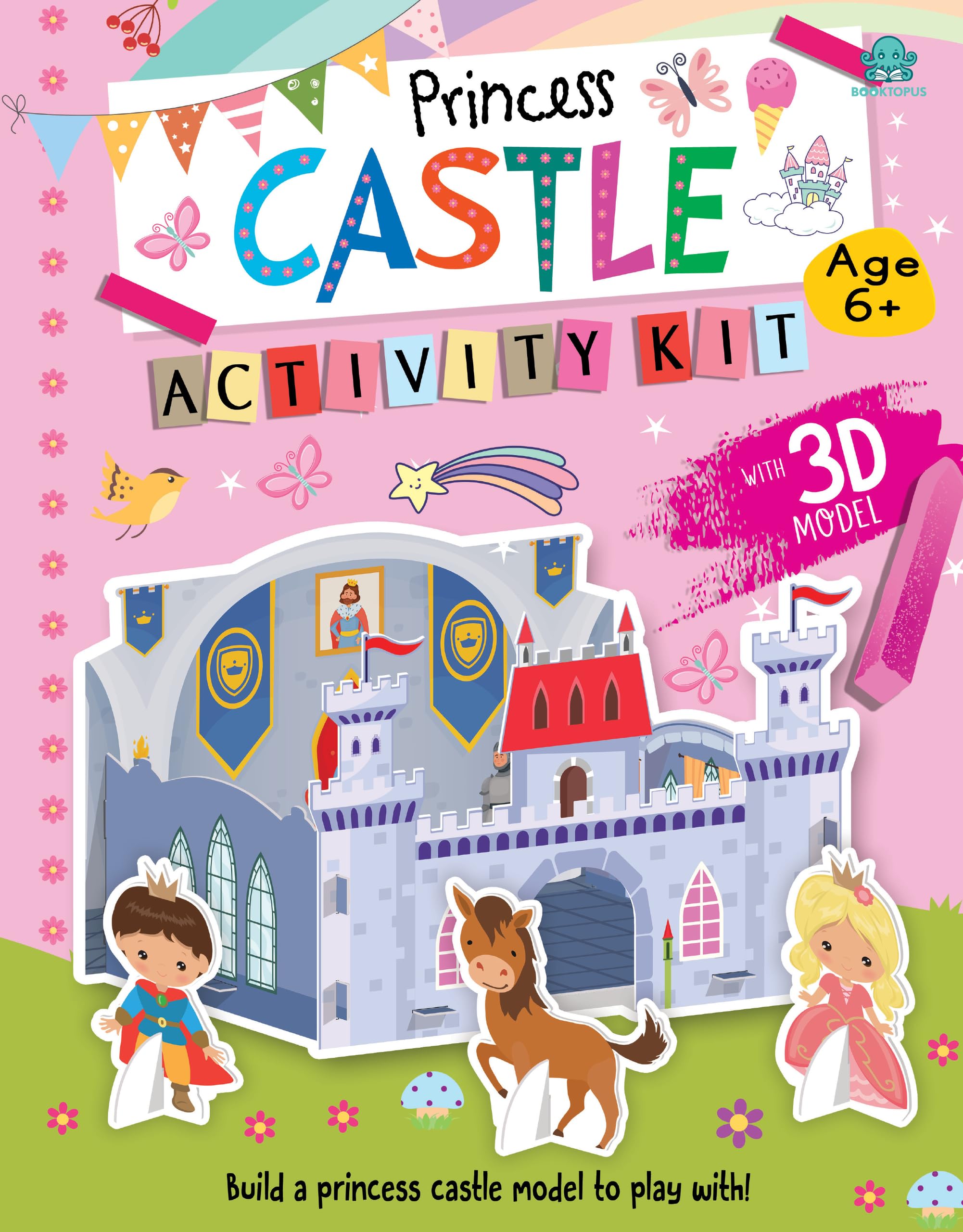 Booktopus Build It Activity Kit  Princess Castle 3D Model Making Kit with Book  DIY Craft Kit for Kids 36+ Years  Learning T