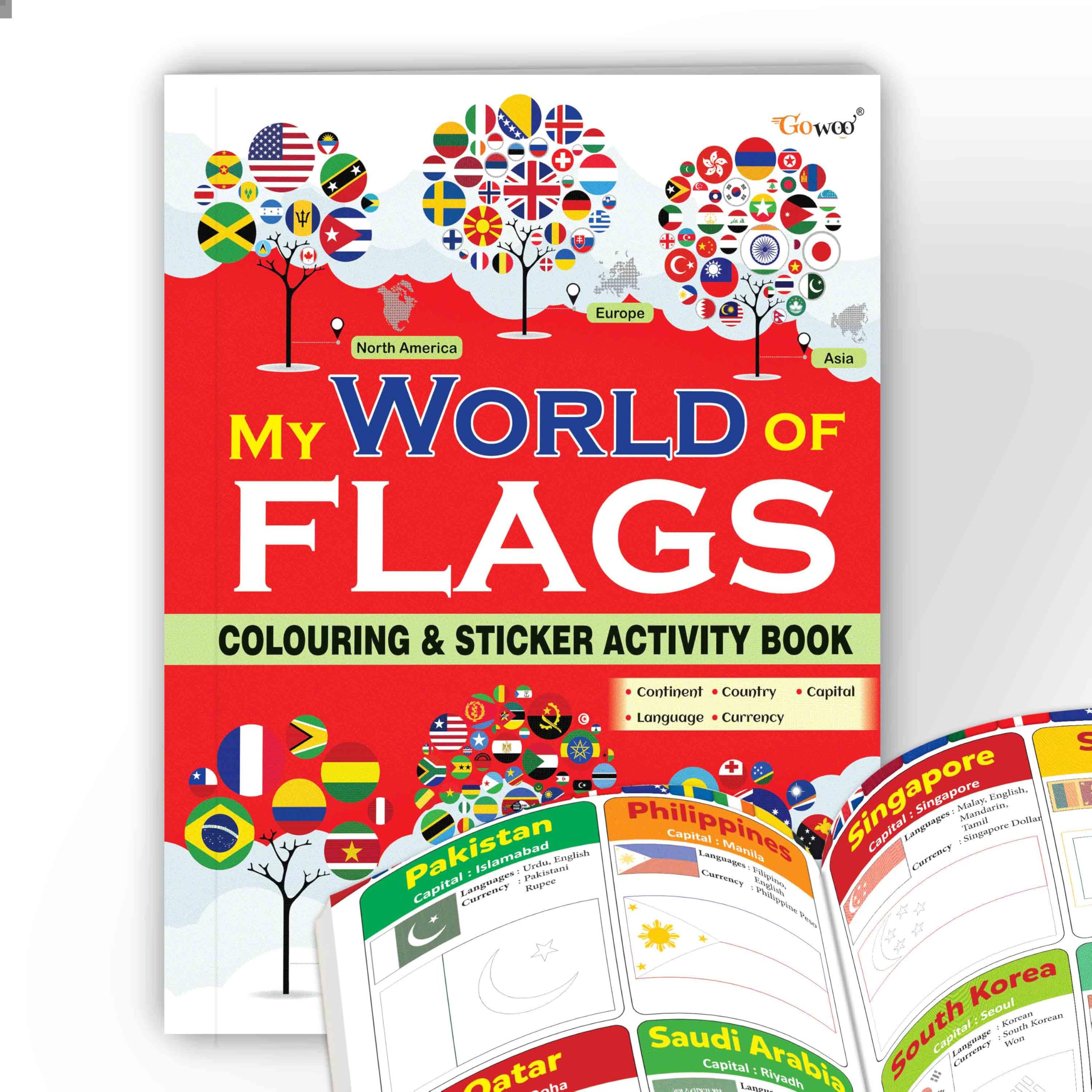 My World of Flags (Sticker Colouring Activity Book) : interactive sticker colouring book, engaging flag activity book, colourfu