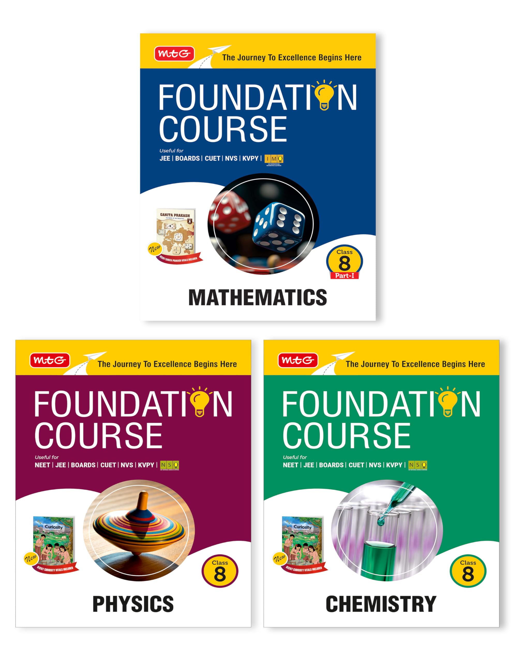 MTG Foundation Course Class 8 Physics, Chemistry & Mathematics (Set of 3 Books) For IITJEE, CUET & Boards Exams (Edition 20262