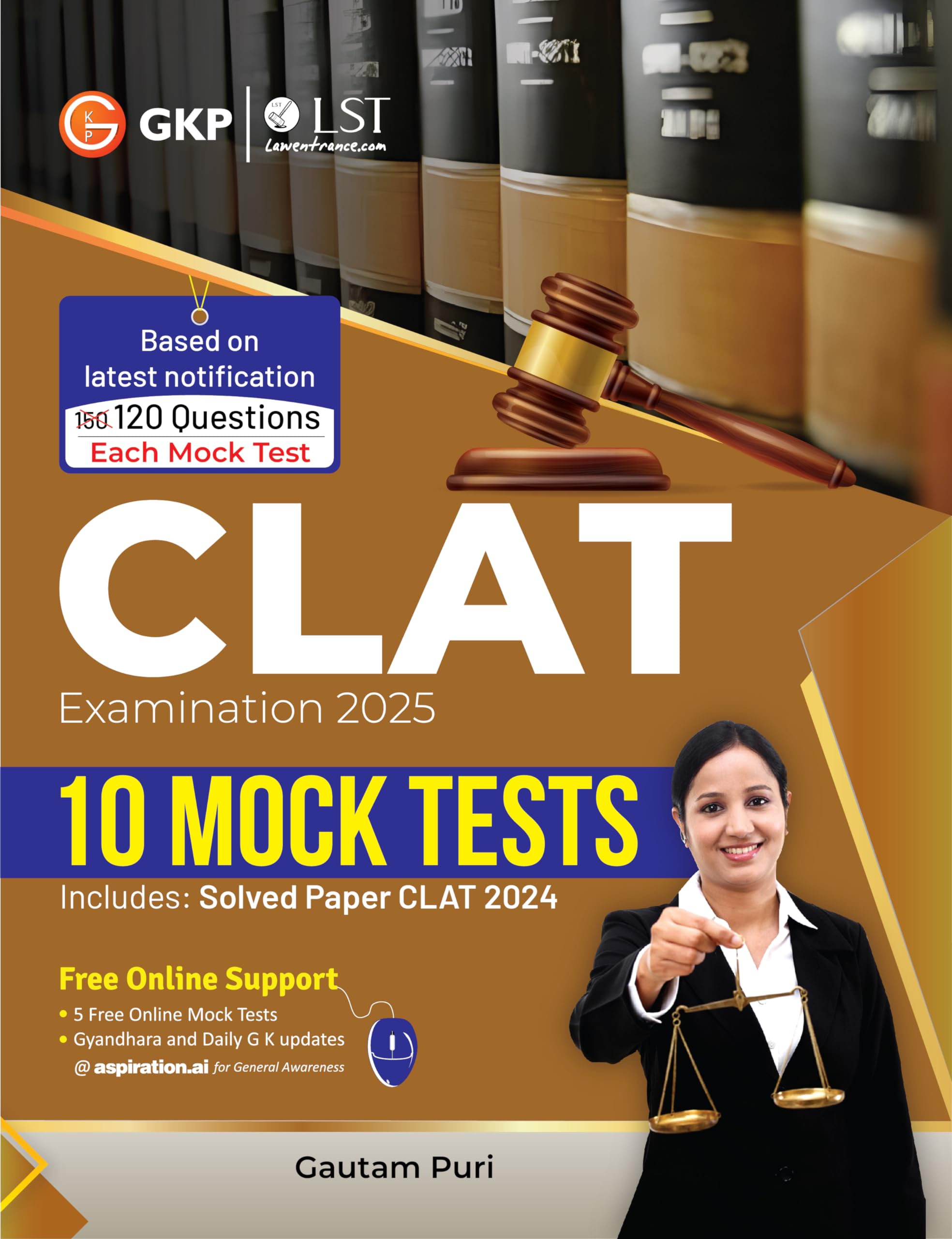 Gkp Clat 2025: 10 Mock Tests (Includes Clat 2024 Solved Paper) By Gautam Puri