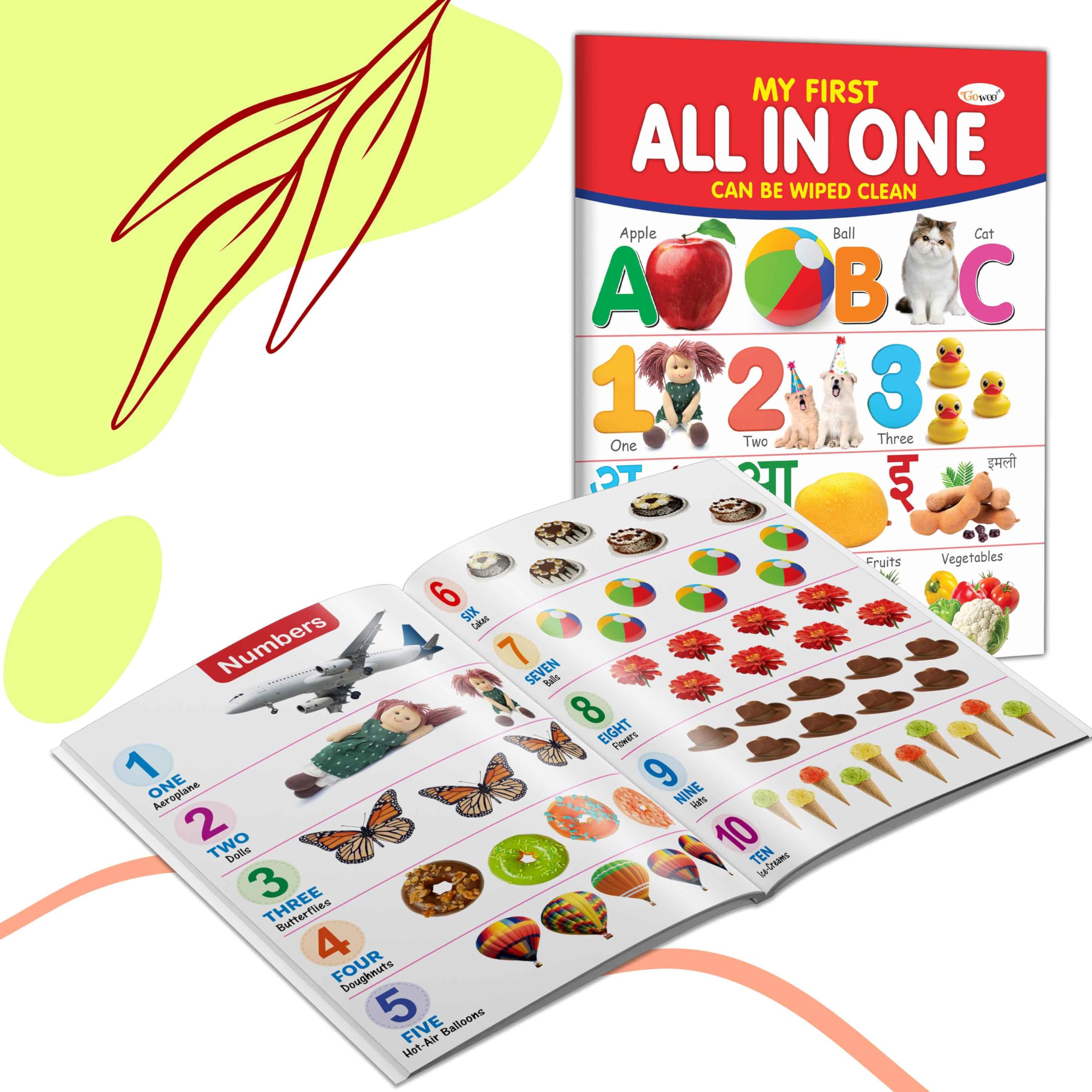 MY FIRST ALL IN ONE (CAN BE WIPE CLEAN) : Kids first little library, Board book for kids, Early learning books, Picture book col