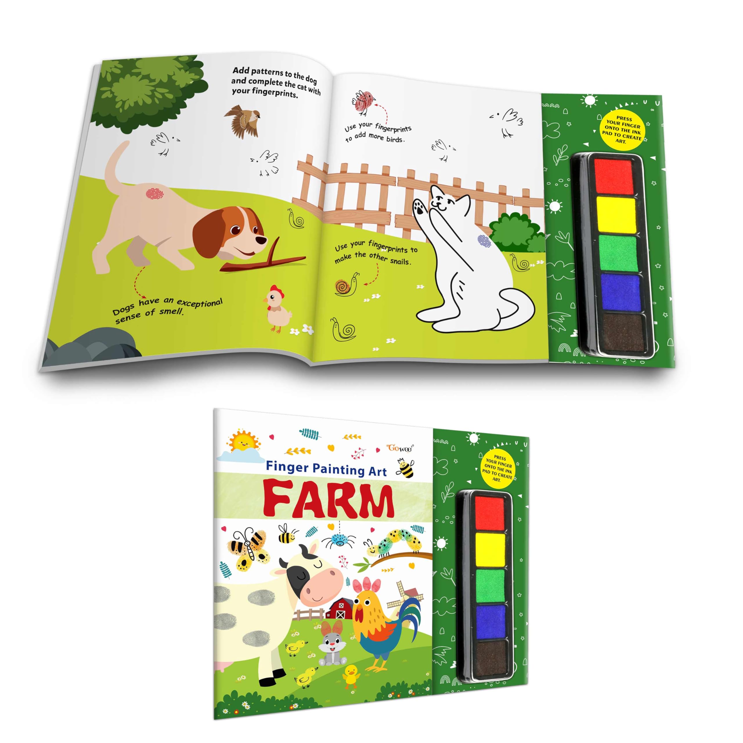 FARM  Fingerpainting and Colouring Art : farm animals colouring book for kindergarten, colourful art and fingerpainting activi