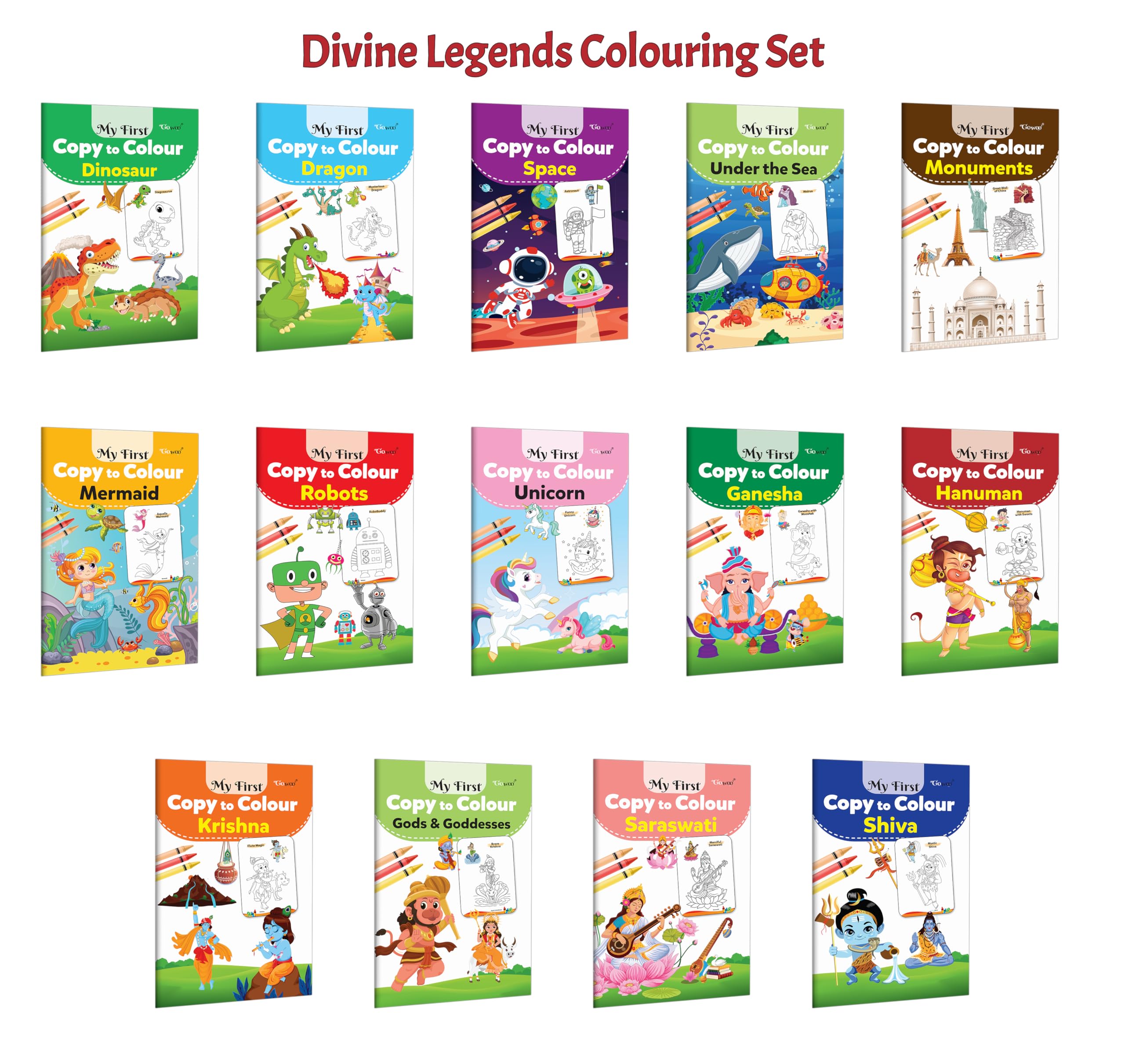 My First Copy to Colour  Dinosaur, Dragon, Space and more : Fantasy adventure colouring, cultural pack for kids, divine mythol
