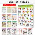 Toddlers learning library : Learning Chart for kids, My First ALL IN ONE SPIRAL CHART ENGLISHTELUGU With 16 Topics, birthday gi
