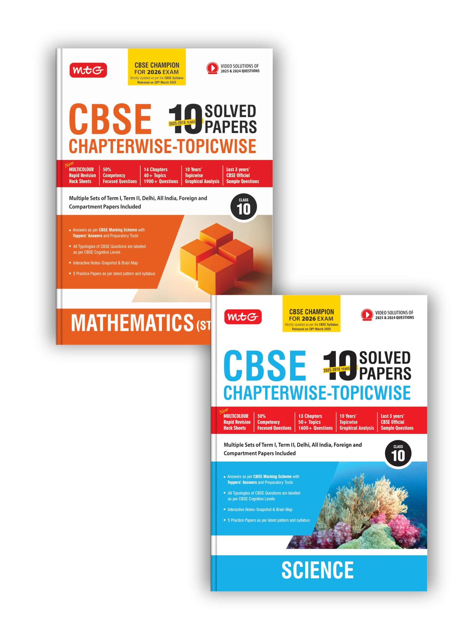MTG CBSE 10 Years (20252016) Chapterwise Topicwise Solved Papers With Sample Paper Class 10 Science & Mathematics Standard (Set