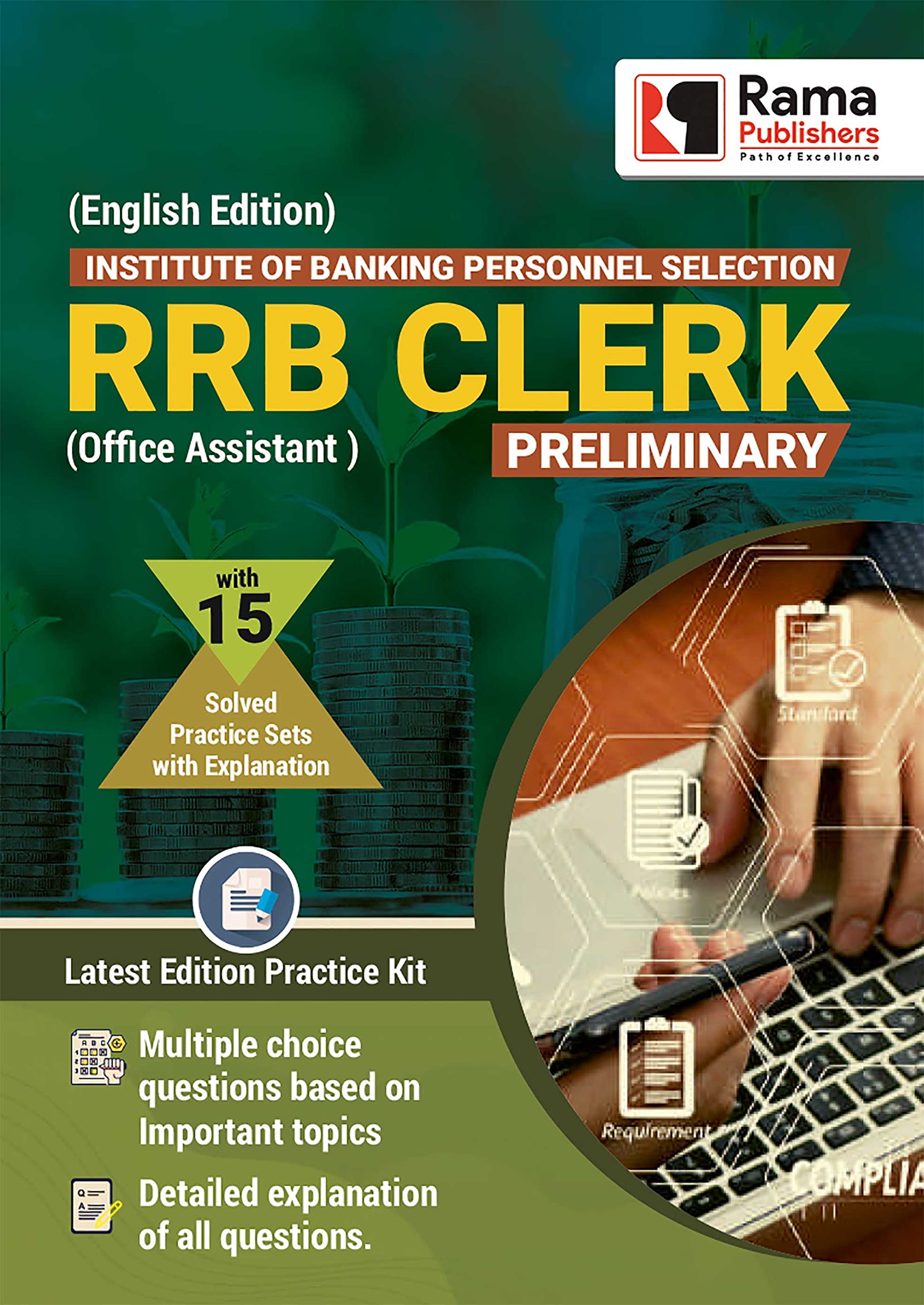 IBPS RRB Clerk (Office Assistant ) Preliminary | 15 Practice Sets and Solved Papers Book for 2021 Exam with Latest Pattern and D