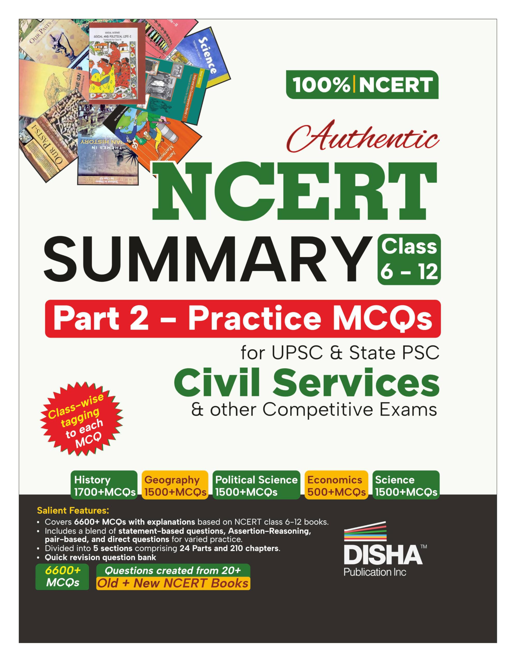 Disha Authentic Ncert Summary (Class 6 To 12) Part 2  Practice Mcqs For Upsc & State Psc Civil Services & Other Competitive Exa