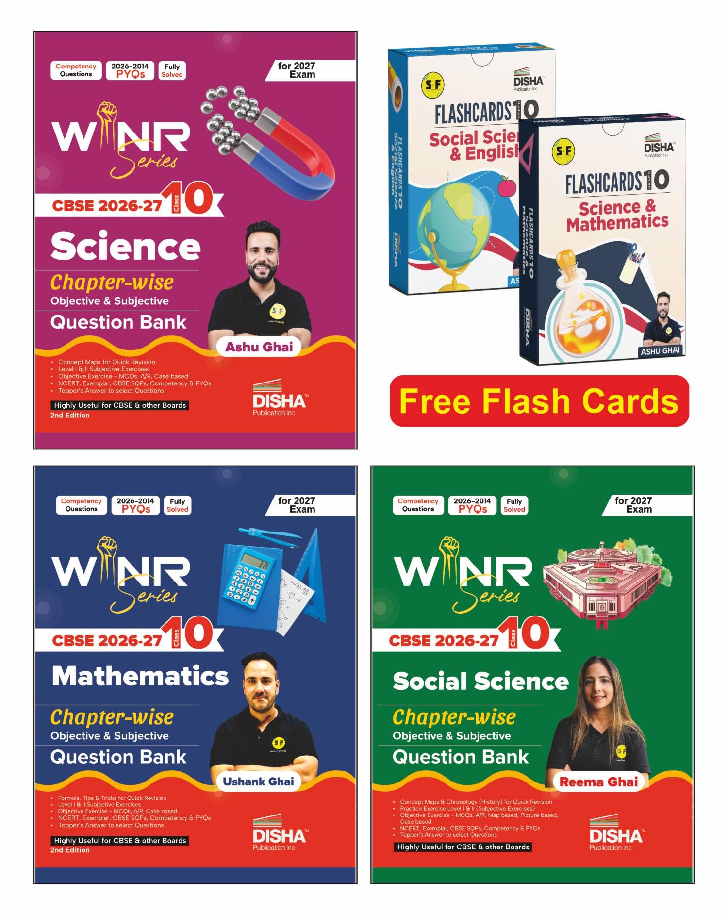 Combo (3 Books) WINR Series CBSE 202627 Class 10 Science, Mathematics & Social Science Chapterwise Objective & Subjective Ques