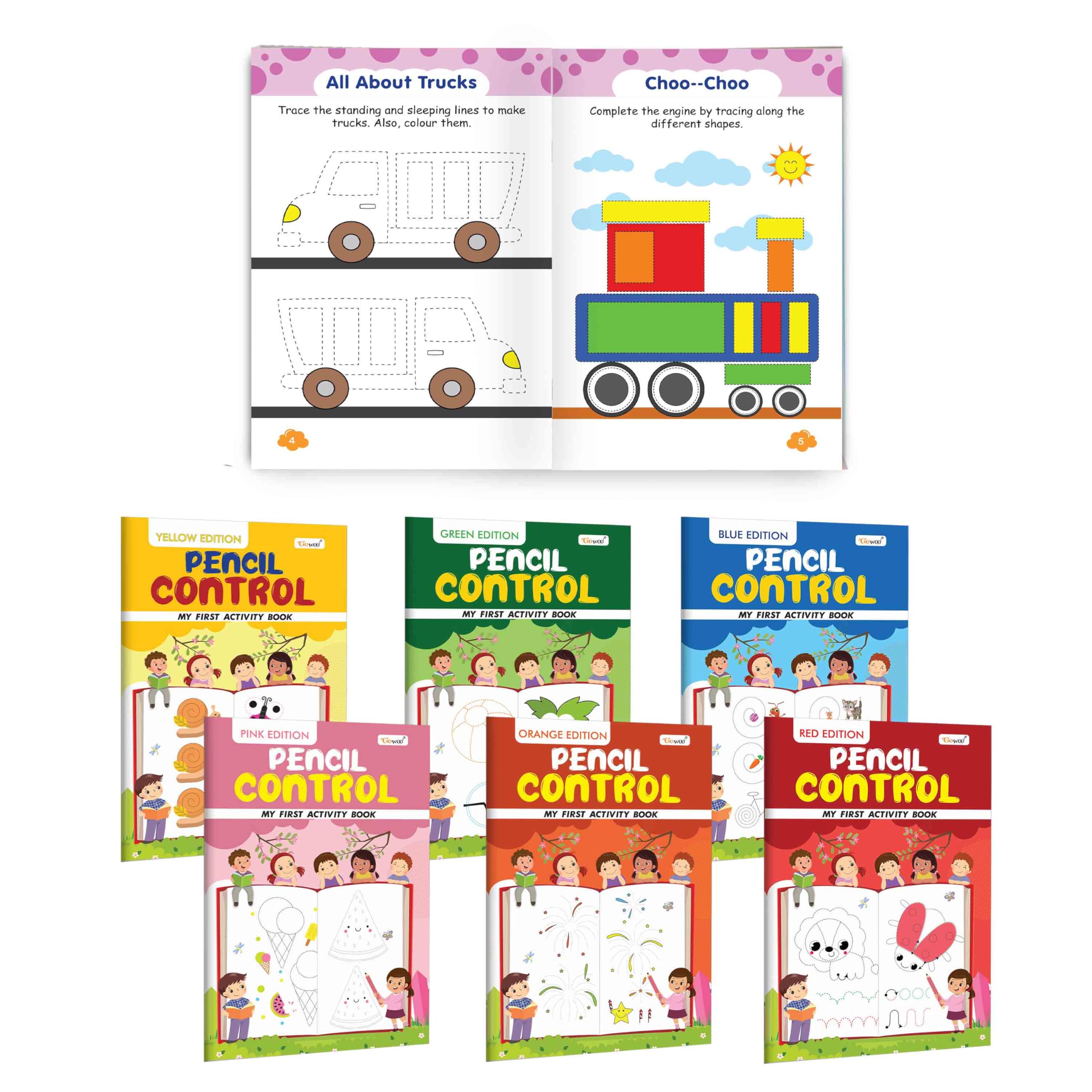 My First Activity Book  Pencil Control (Yellow, Green, Blue, Pink, Orange and Red Edition) : creative tracing activity book fo