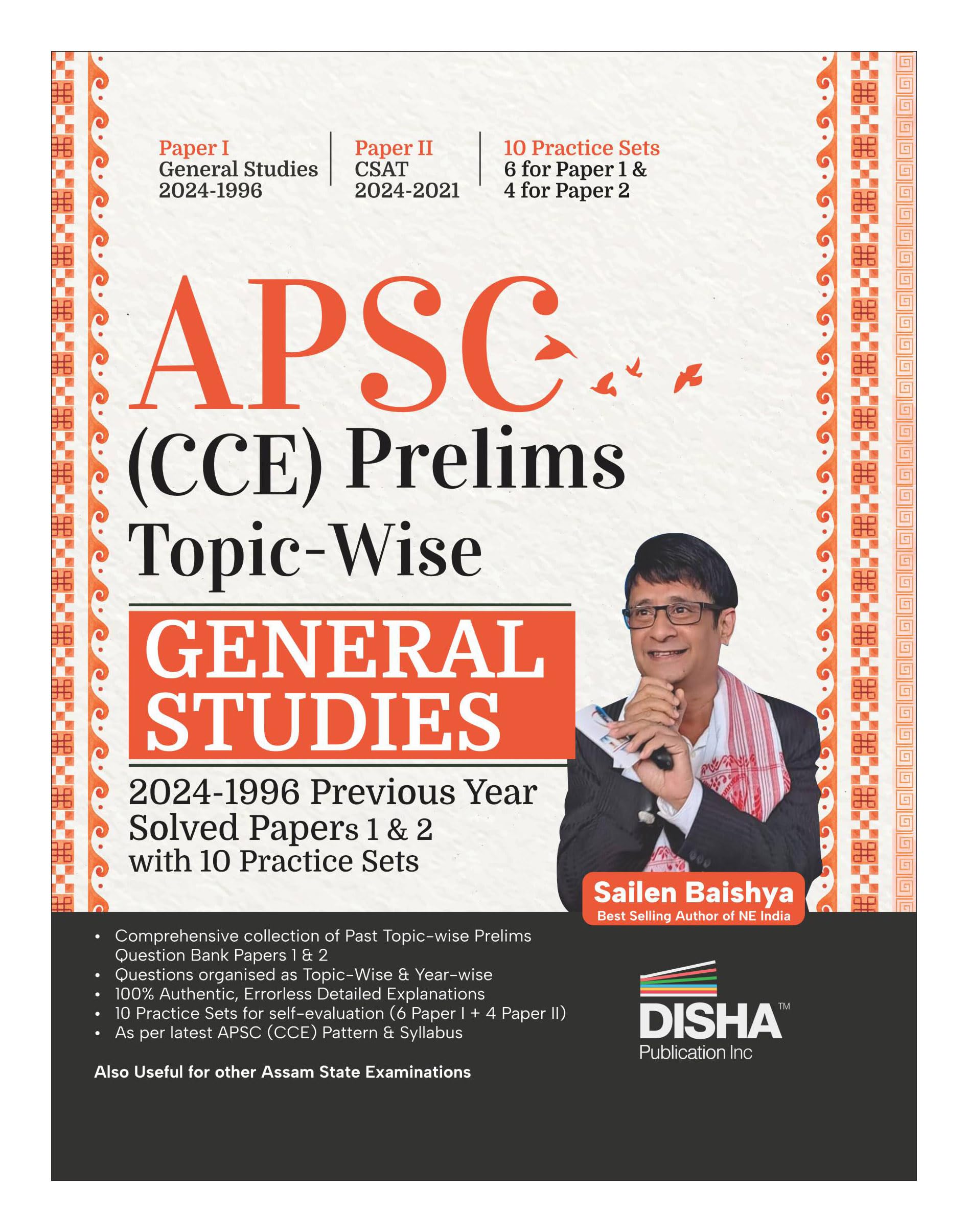 Disha APSC (CCE) Prelims Topicwise General Studies 2024  1996 Previous Year Solved Papers 1 & 2 with 10 Practice Sets | Civil 