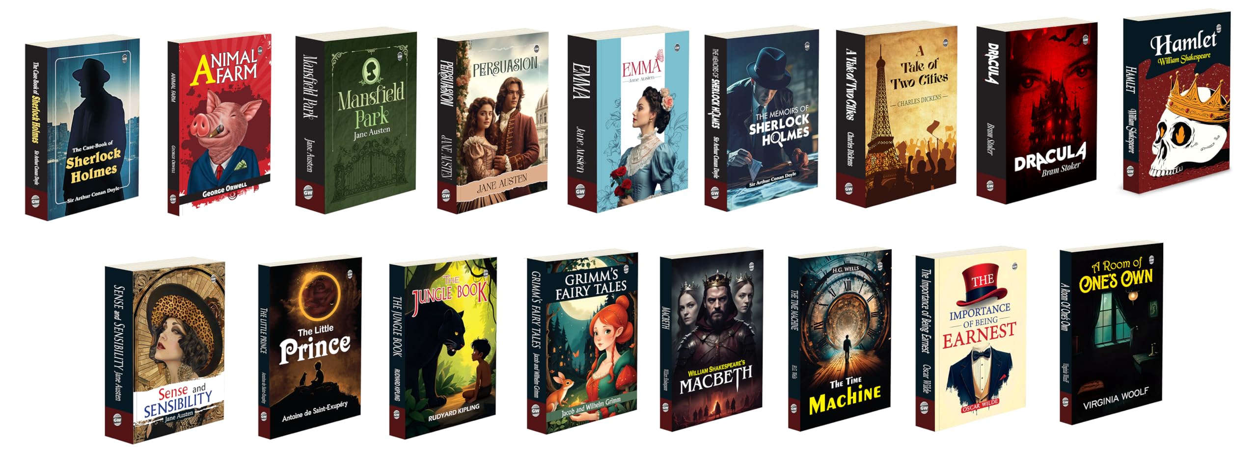 The Case Book Of Sherlock Holmes, Animal Farm, Mansfield Park and more : detective genius, satirical fiction, romantic drama, g