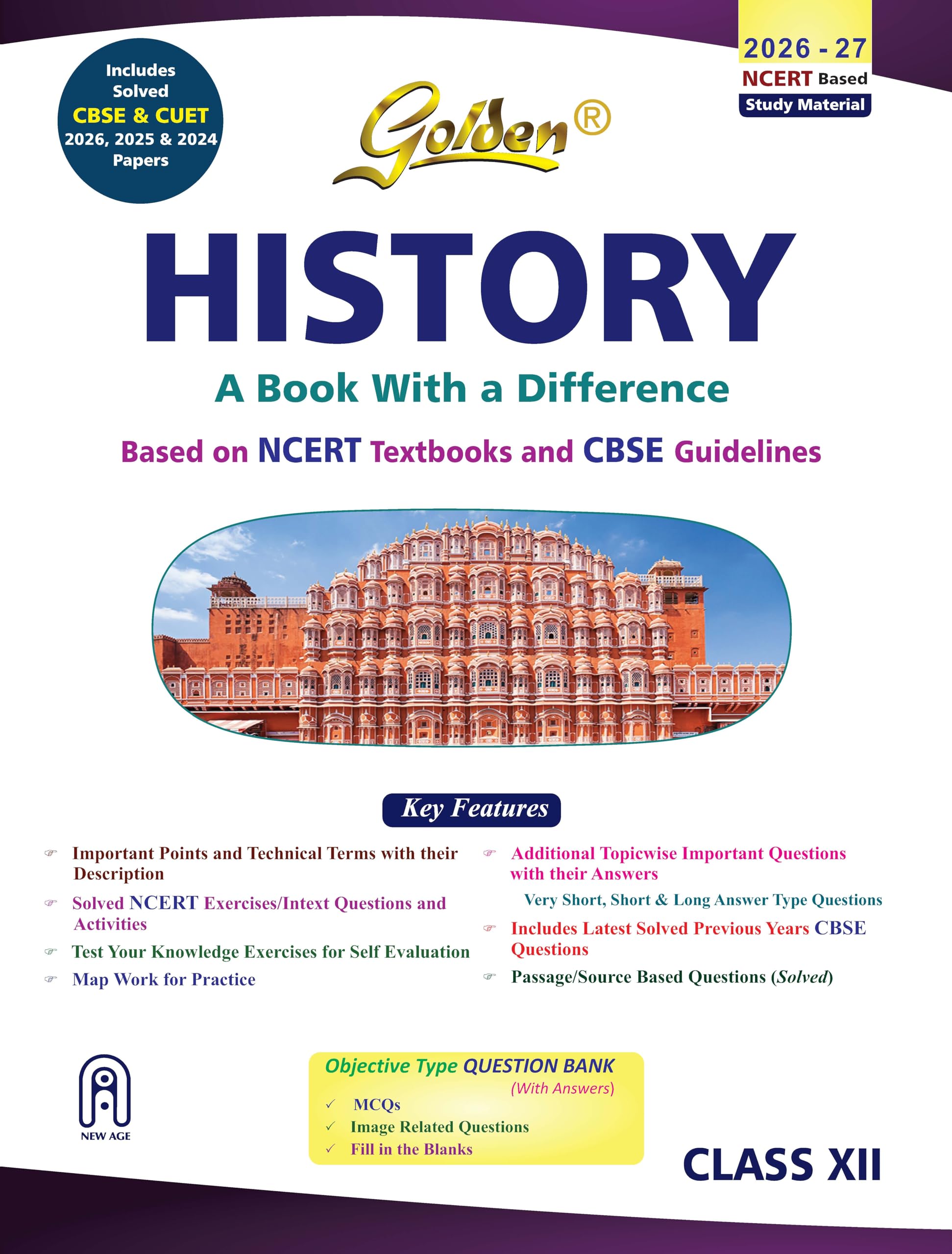 Golden History Class 12 : Based On New Ncert For Cbse 2026 Board Exams Includes Solved Cbse & Cuet 2024 And 2025 Papers