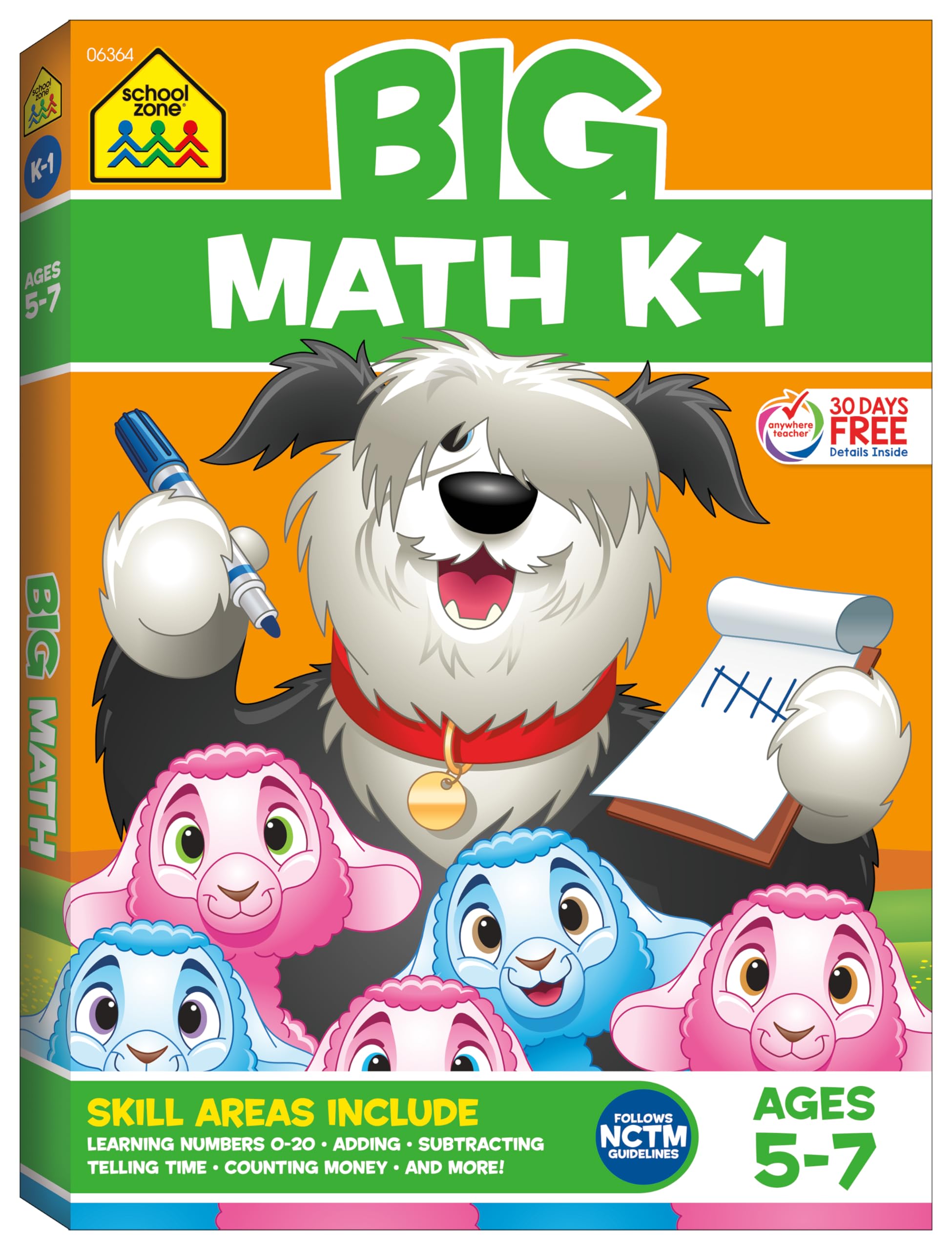 School Zone Big Math K1 Workbook: 320 Pages, Kindergarten, 1st Grade, Numbers, Addition, Subtraction, Shapes, Patterns, Graphs,
