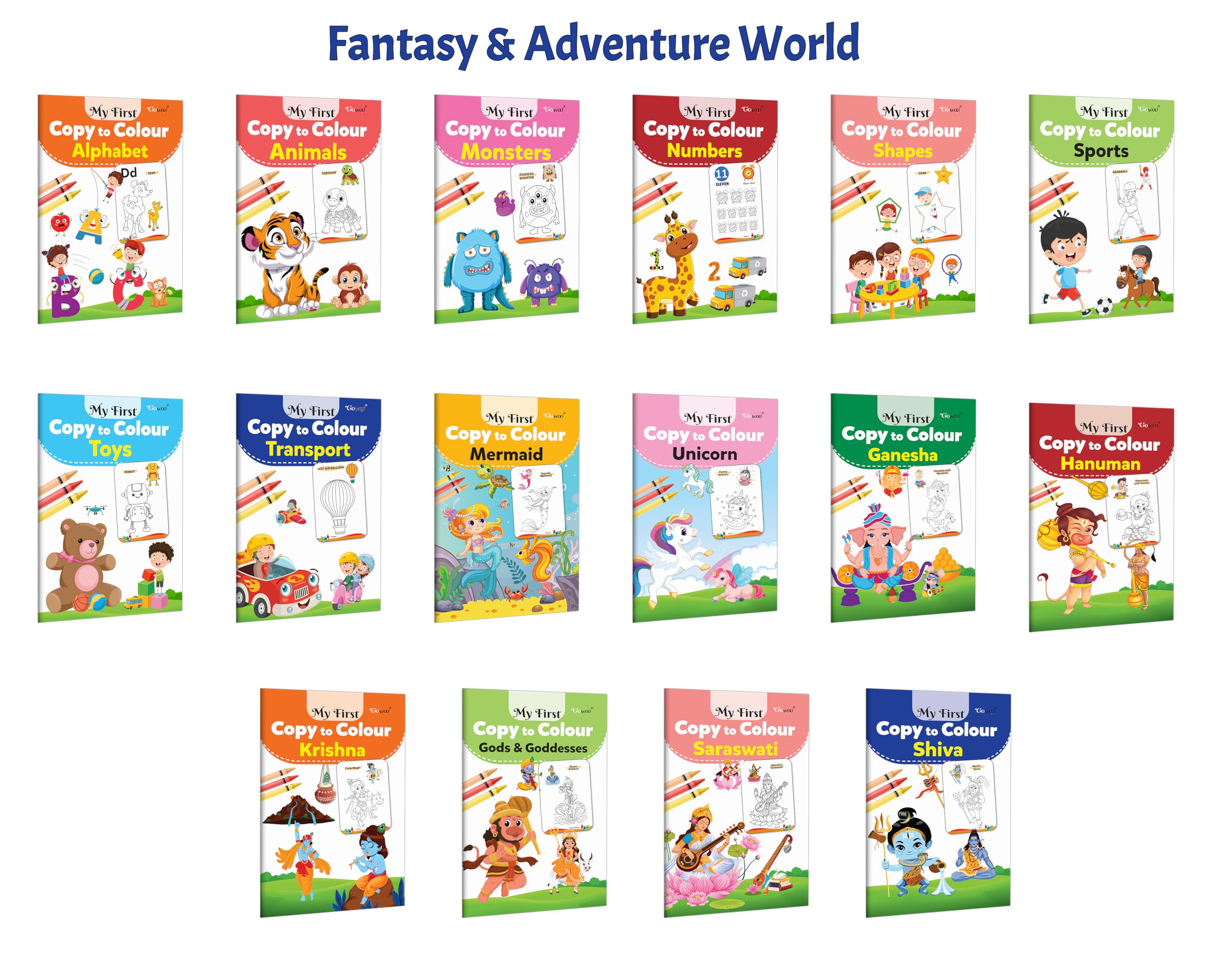 My First Copy to Colour  Alphabet, Animals, Monster, Numbers and more : Preschool educational colouring, Creative kids workboo
