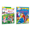 Set Of 2 Books, Sticker Key Words Fairy Tales Of Alice In Wonderland And Cinderella (With Sticker Spread Sheet)