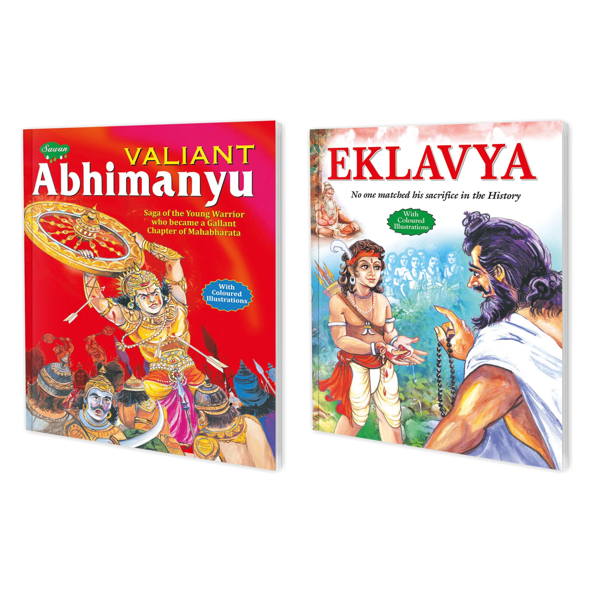 Set Of 2 Books | Children Story Books : Valiant Abhimanyu And Eklavya
