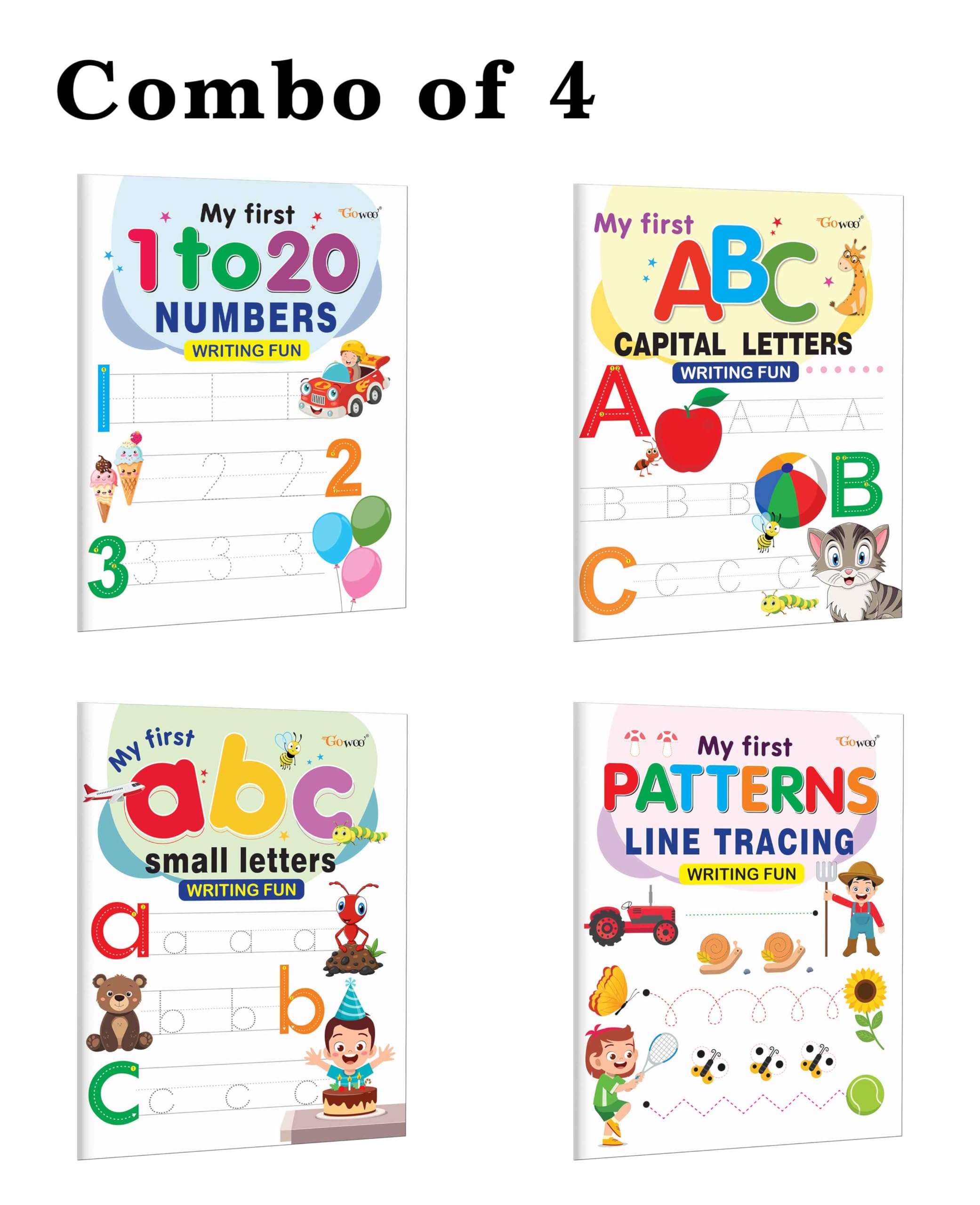 My First Capital Letters ABC, Small Letters abc, Numbers 120 and Line Tracing Patterns Writing Fun : Educational leaning Book, 