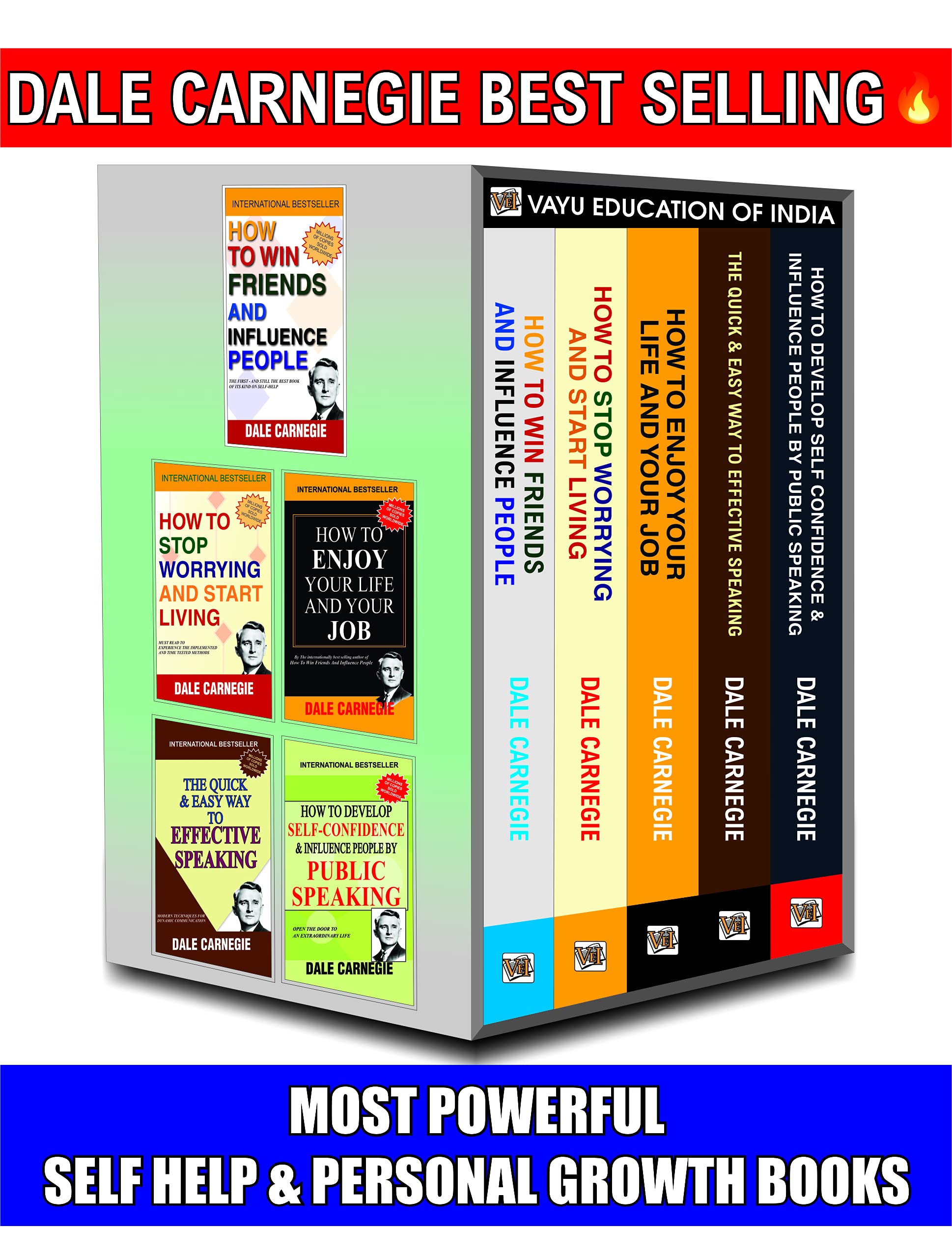 Dale Carnegie Books In English, 5 Self Help & Personal Growth Books Set, How To Win Friends And Influence People, English Speaki