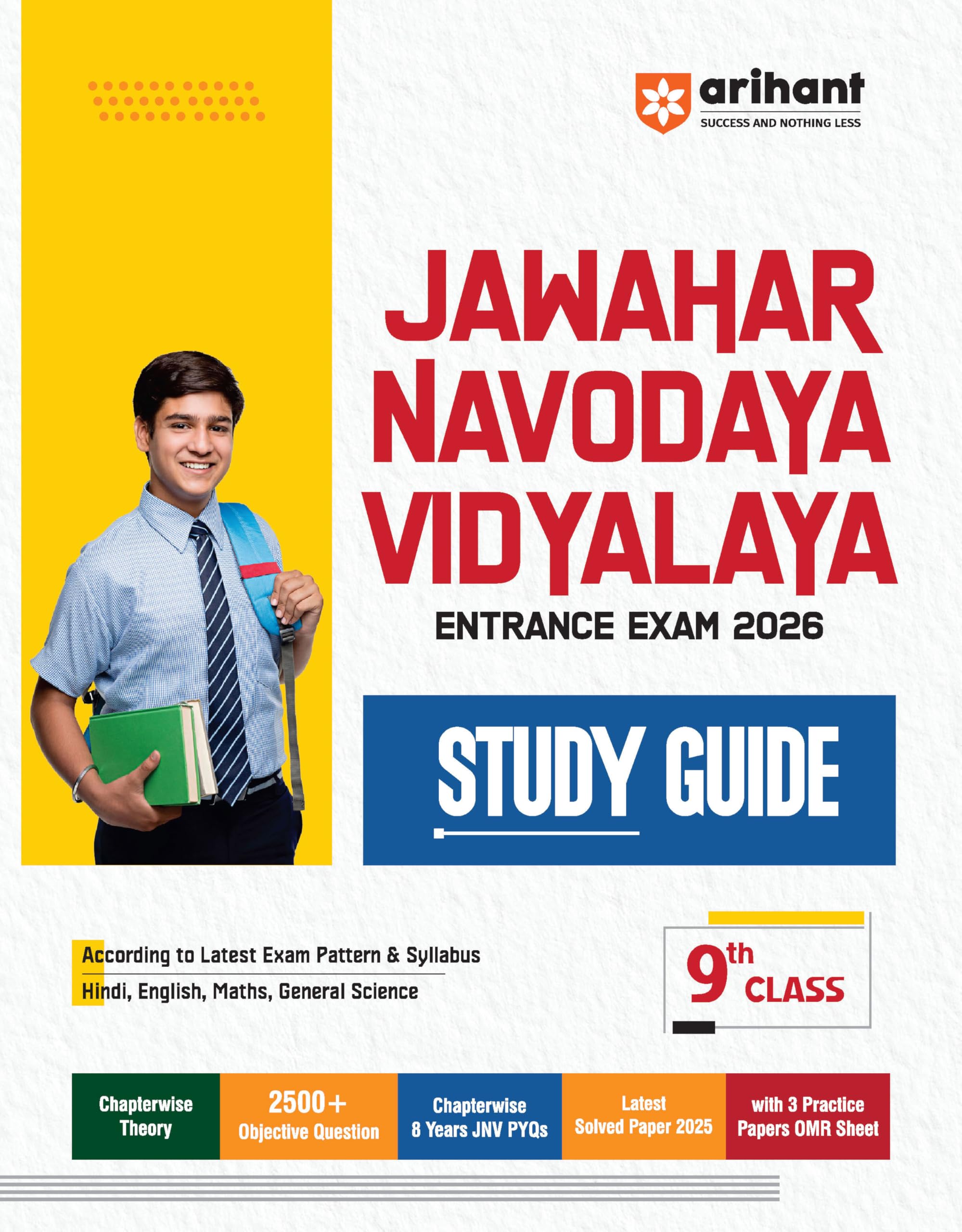 Arihant Jawahar Navodaya Vidyalaya Class 9 Entrance Exam 2026 | Complete Study Guide, Covers Hindi, English, Maths, General Scie
