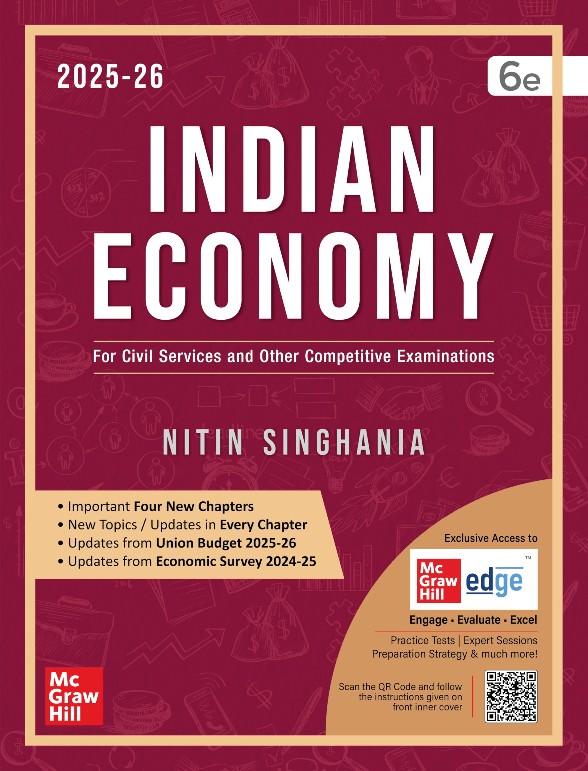 Indian Economy, 6e by Nitin Singhania (IAS) for UPSC 2026 | Chapterwise Previous Years Questions (201024) | Multicolor pluck