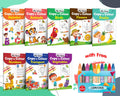 My First Copy to Colour  Alphabet, Animals, Birds, Flowers and more with 10 WAX CRAYONS : Fun with colours book for kids, Colou