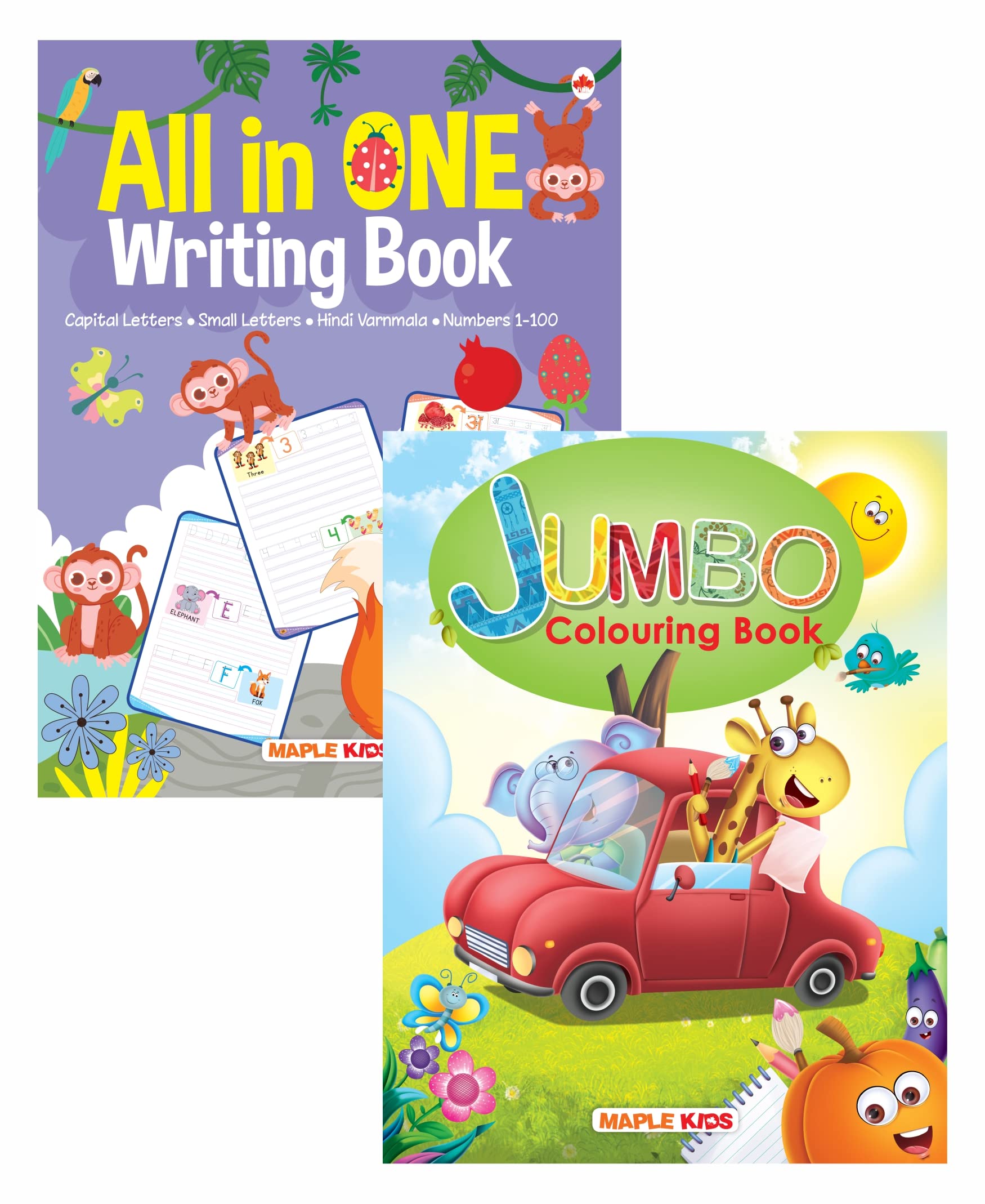 All in one  Writing Practice, Jumbo Colouring Book (Set of 2 books)