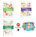 2 in 1 Copy to Colour  Fruits & Vegetables, Shapes & Objects and Wild & Farm Animals with 10 Wax Crayons : Mixed theme colouri