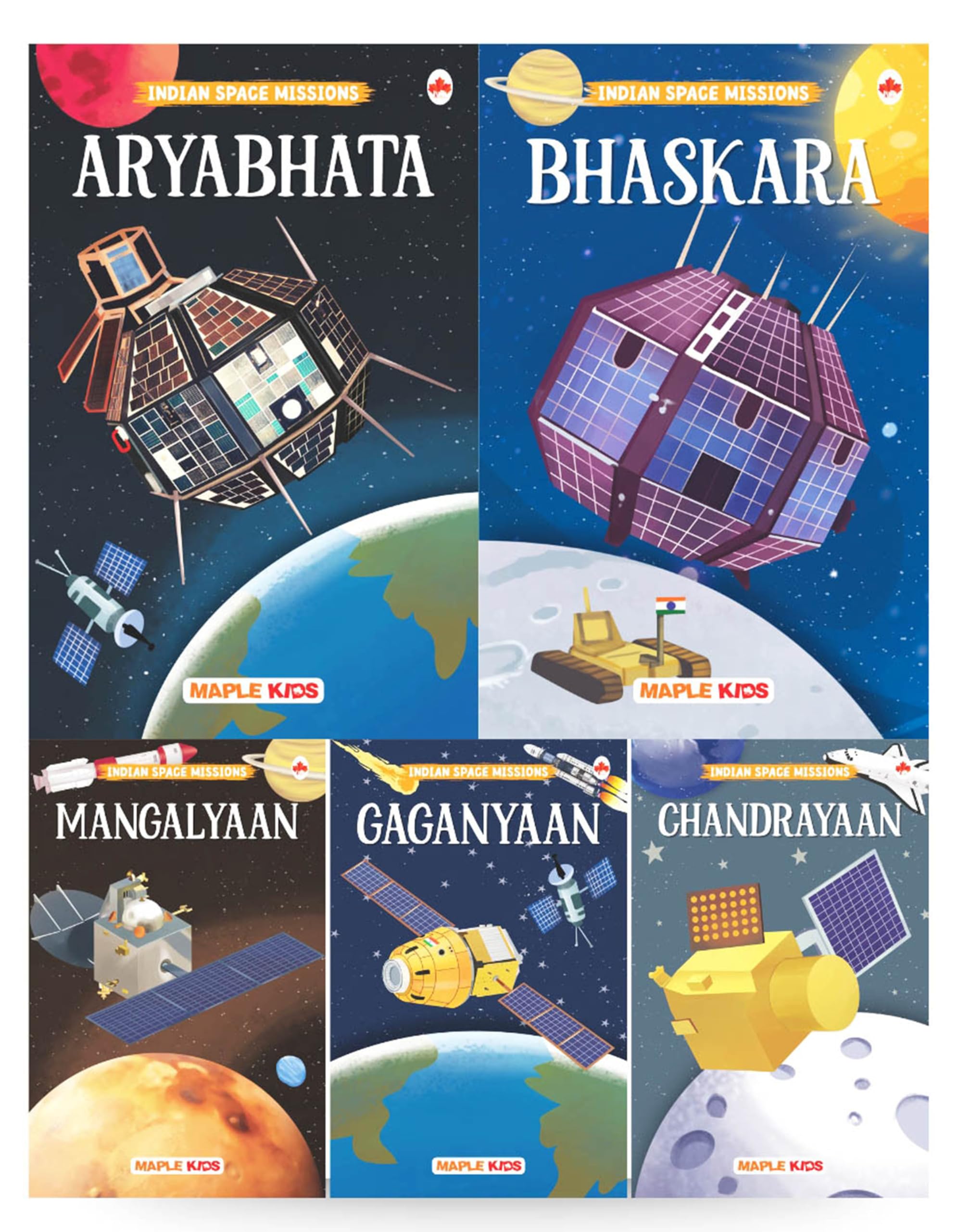 Story Books for Kids  Indian Space Mission (Set of 5 Books) (Illustrated)  Gaganyaan, Aryabhata, Chandrayaan, Mangalyaan, Bhas