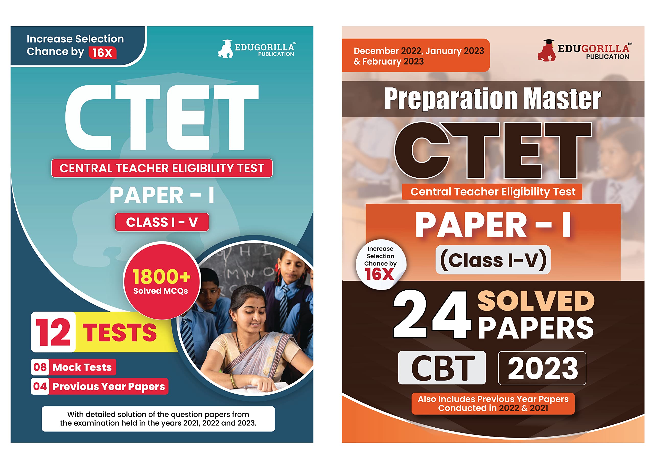 Ctet Paper 1 2023 (Combo Pack Of 2 Books) For Primary Teachers Class 15 (English Edition)  Includes 8 Full Length Mock Tests, 