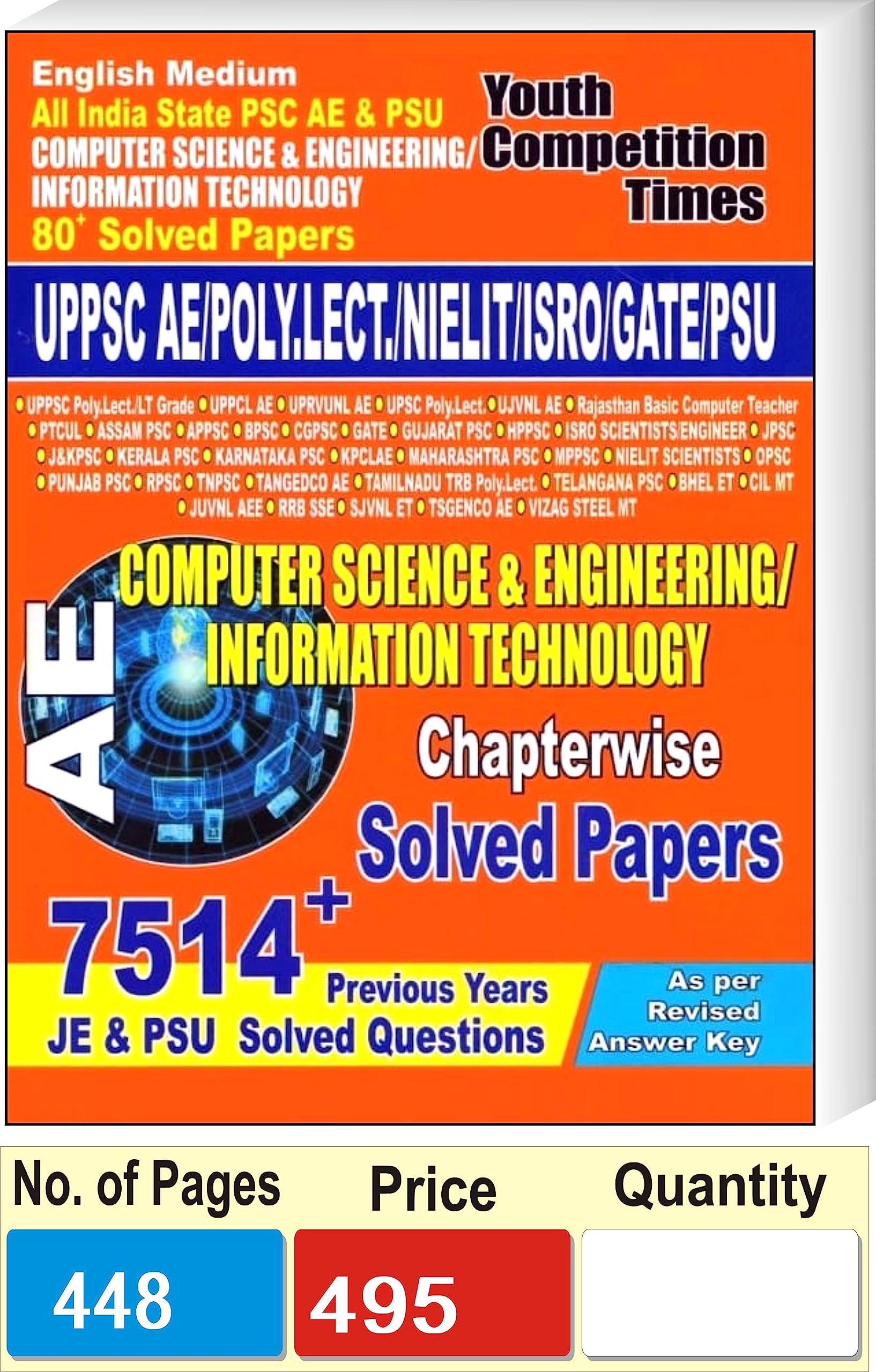 Youth Competition Times AE Computer Science & Engineering / Information Technology| Chapterwise Solved Papers | UPPSC AE | Poly.